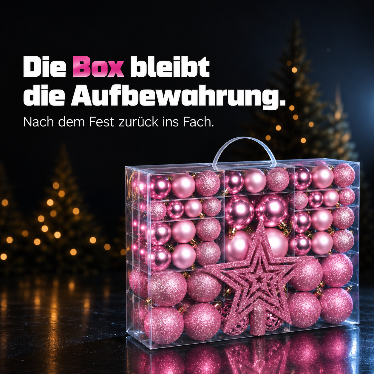 ONBEST Weihnachtskugeln: Praktische Aufbewahrungsbox für das Set (Dieses Bild wurde mit Hilfe von KI generiert.)