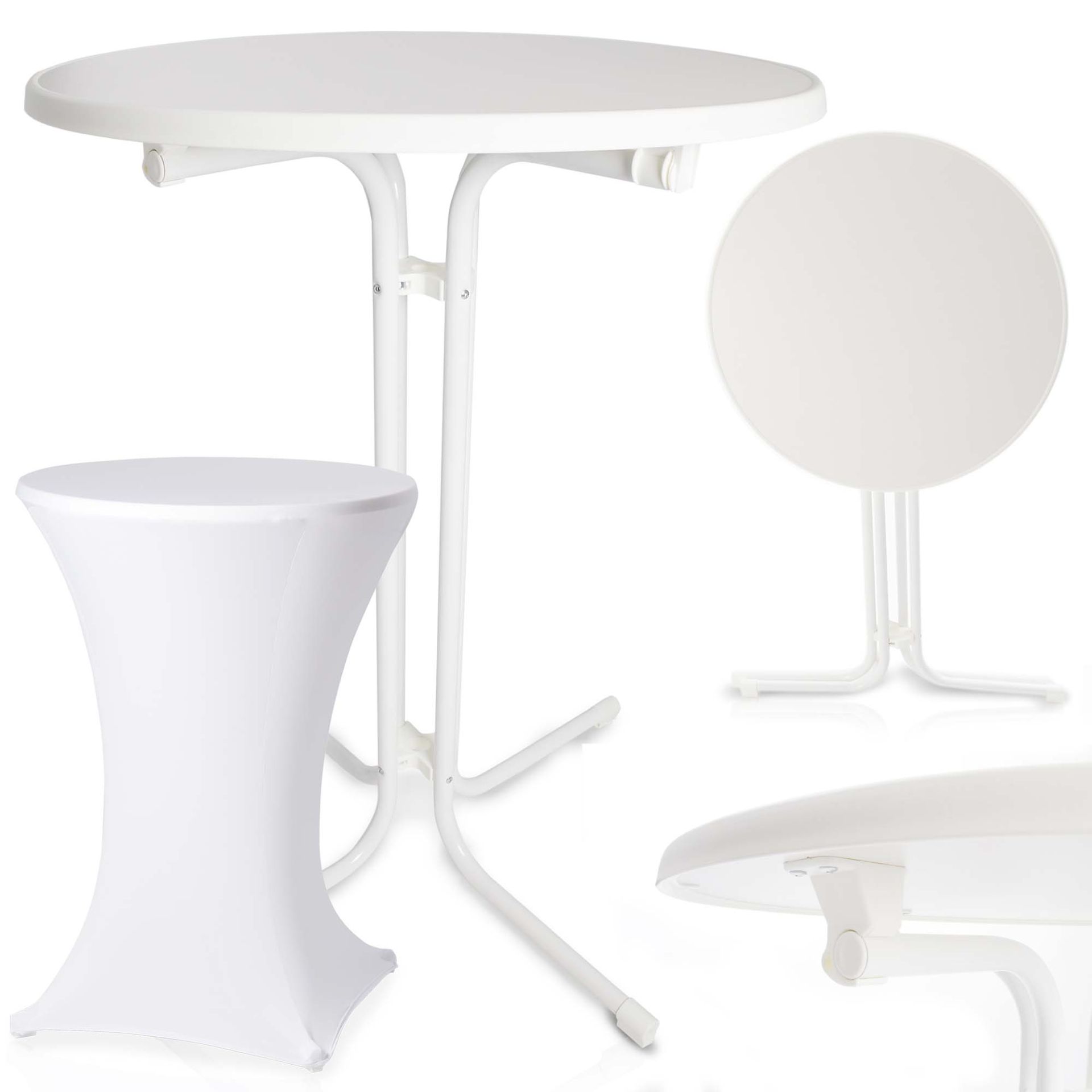 ONBEST, Stehtisch mit Tischhusse weiß, Artikelnummer 43915