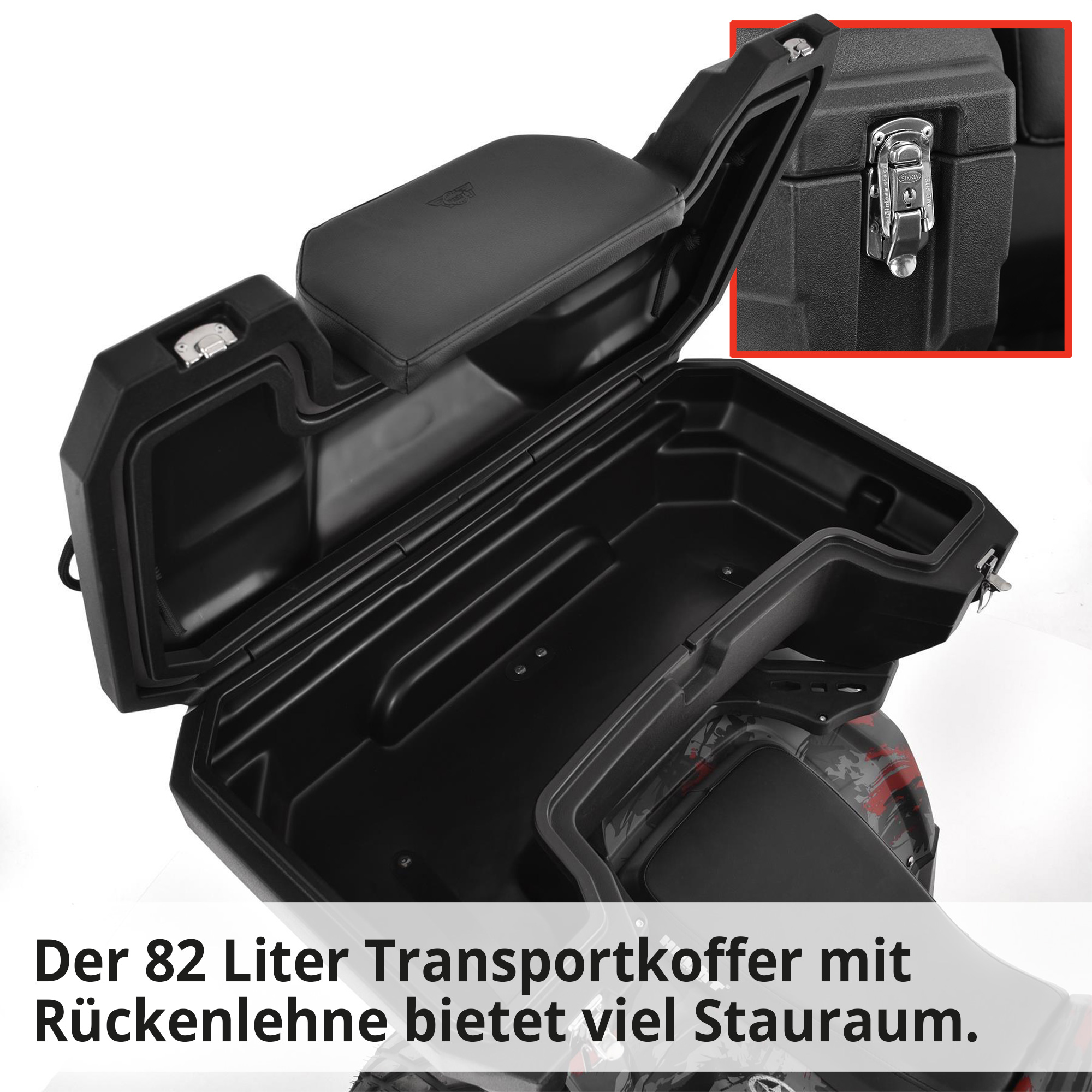 Huron - Quad mit Straßenzulassung mit großem Transportkoffer mit Rückenlehne, mit viel Stauraum