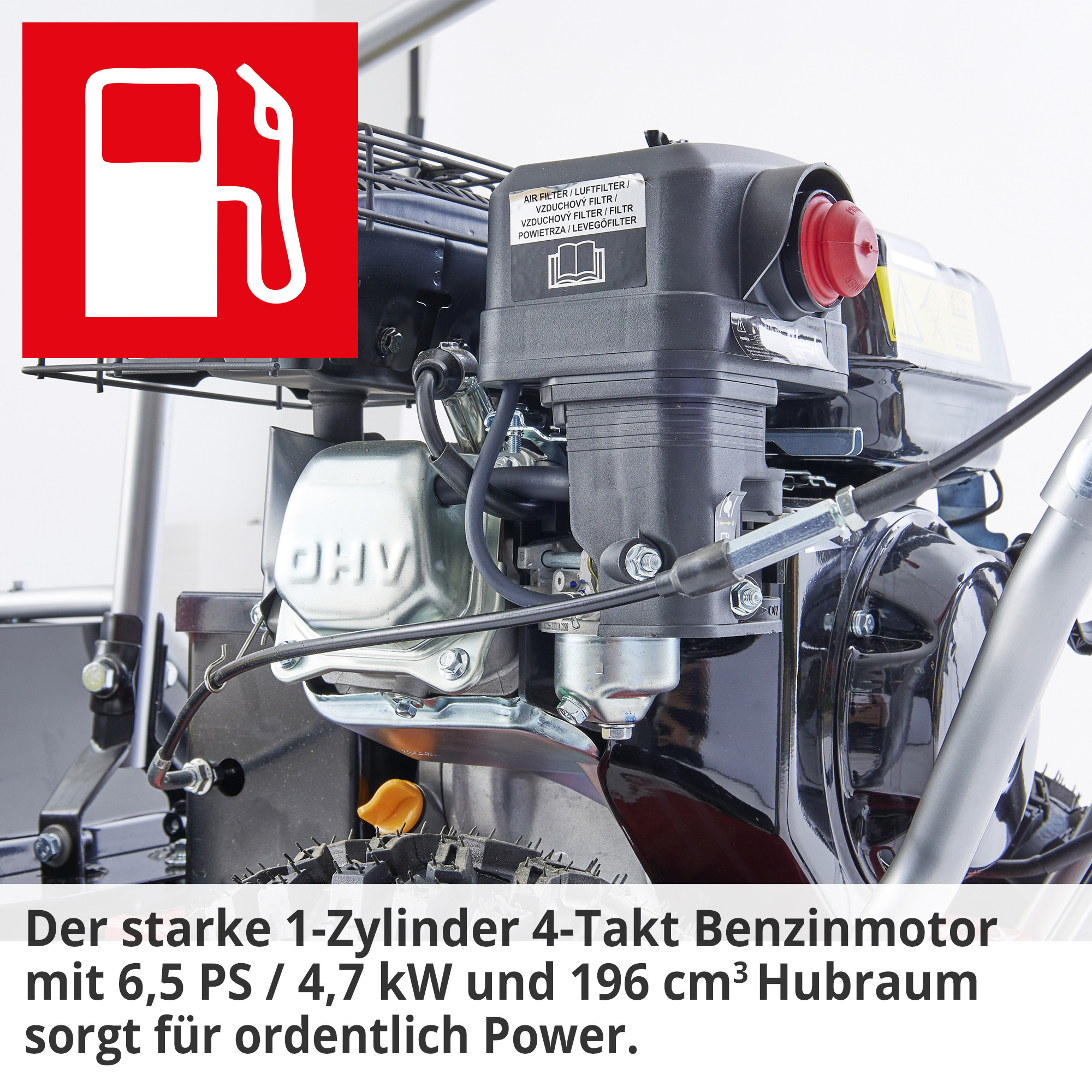 HECHT Benzin Kehrmaschine »8616 SE Set 2« Kehrmaschine mit kraftvollem 4- Takt Motor und 196 cm³ Hubraum