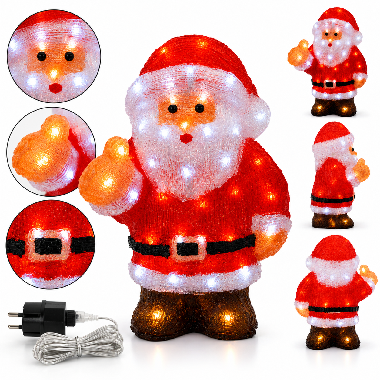 Onbest Weihnachtsmann mit LED 9 x 19 x 40 cm Collage mit Licht (Dieses Bild wurde mit Hilfe von KI generiert.)