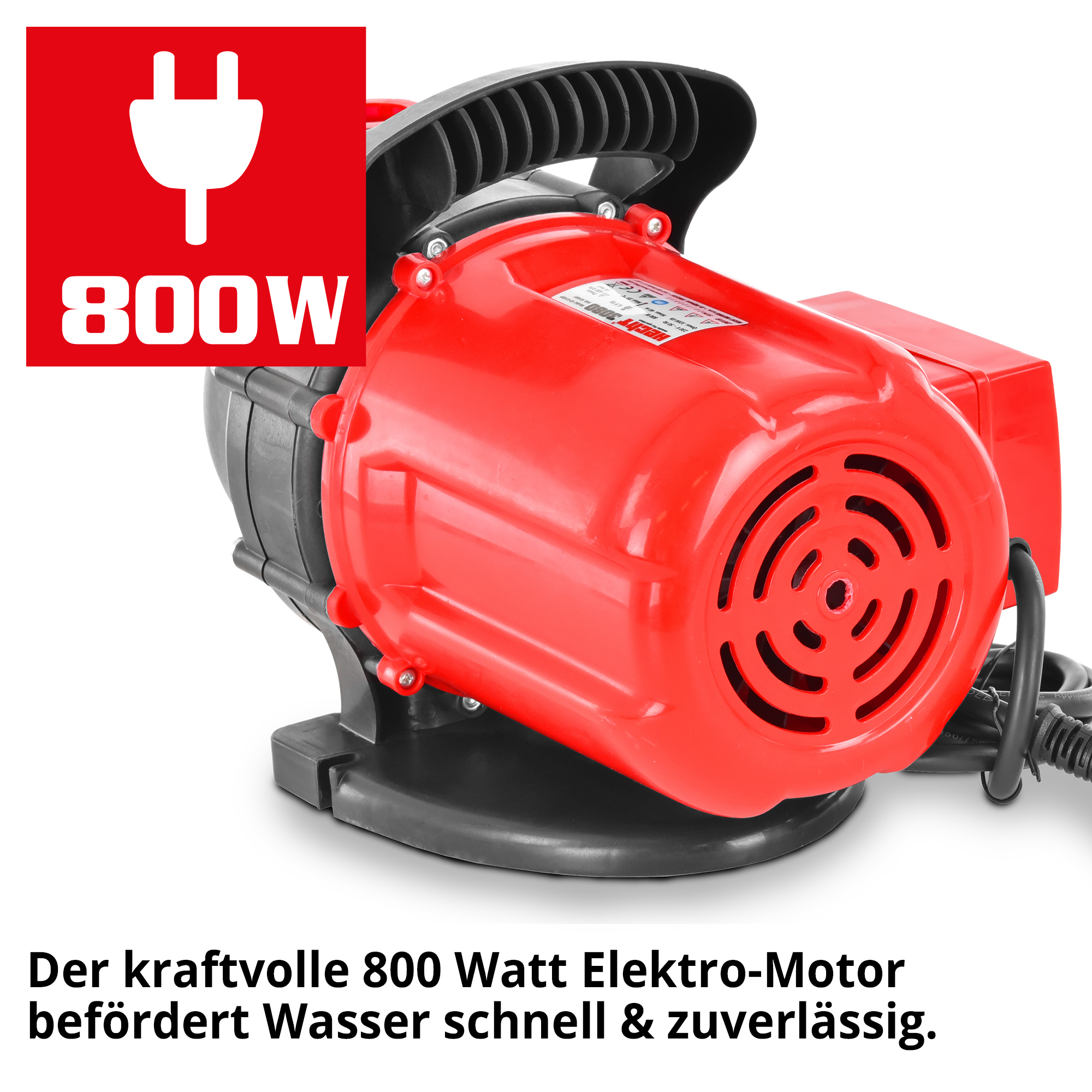 Kreiselpumpe; kraftvoller 800 Watt Elektromotor