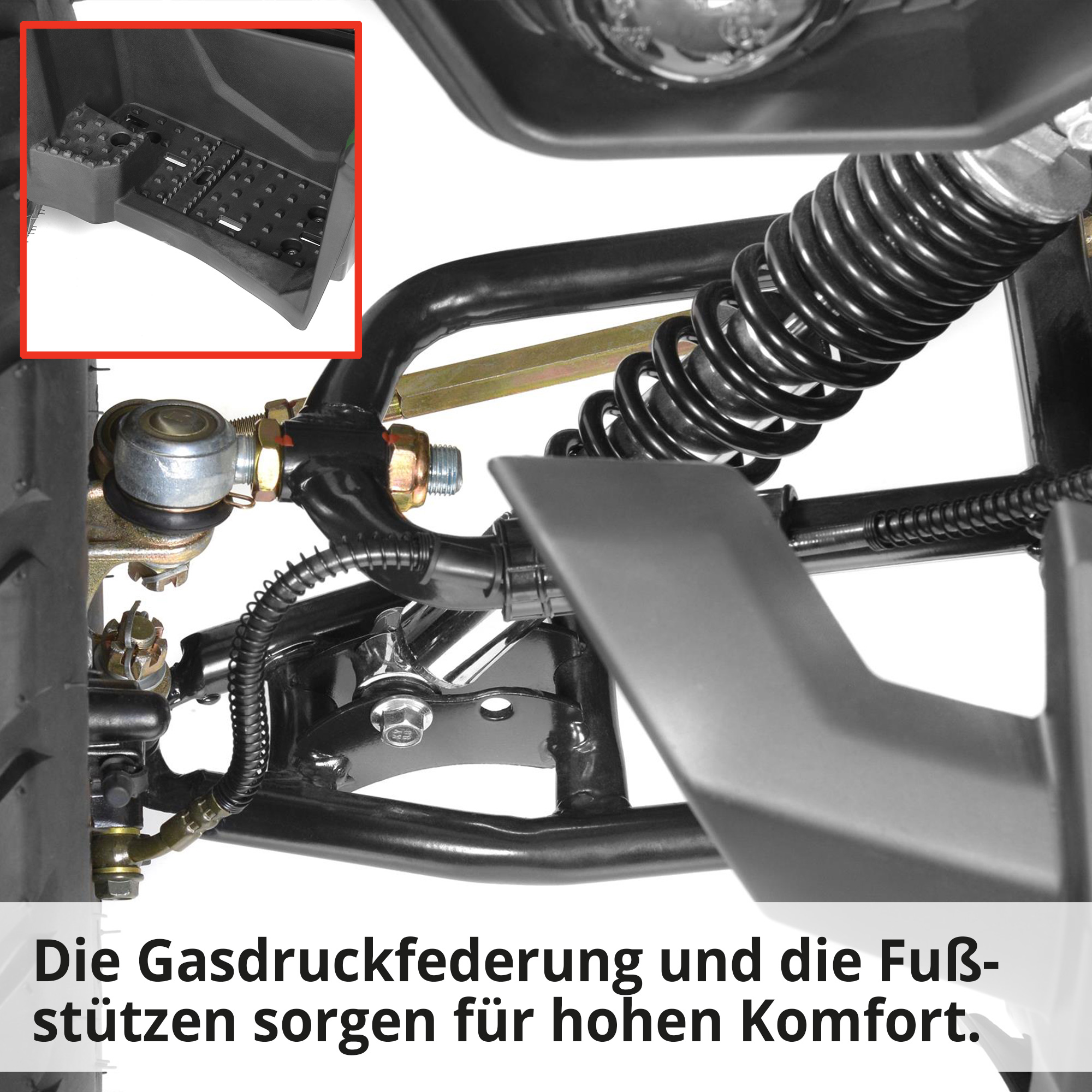 Army - Quad mit Straßenzulassung mit Gasdruckfederung und Fußstützen für hohen Komfort