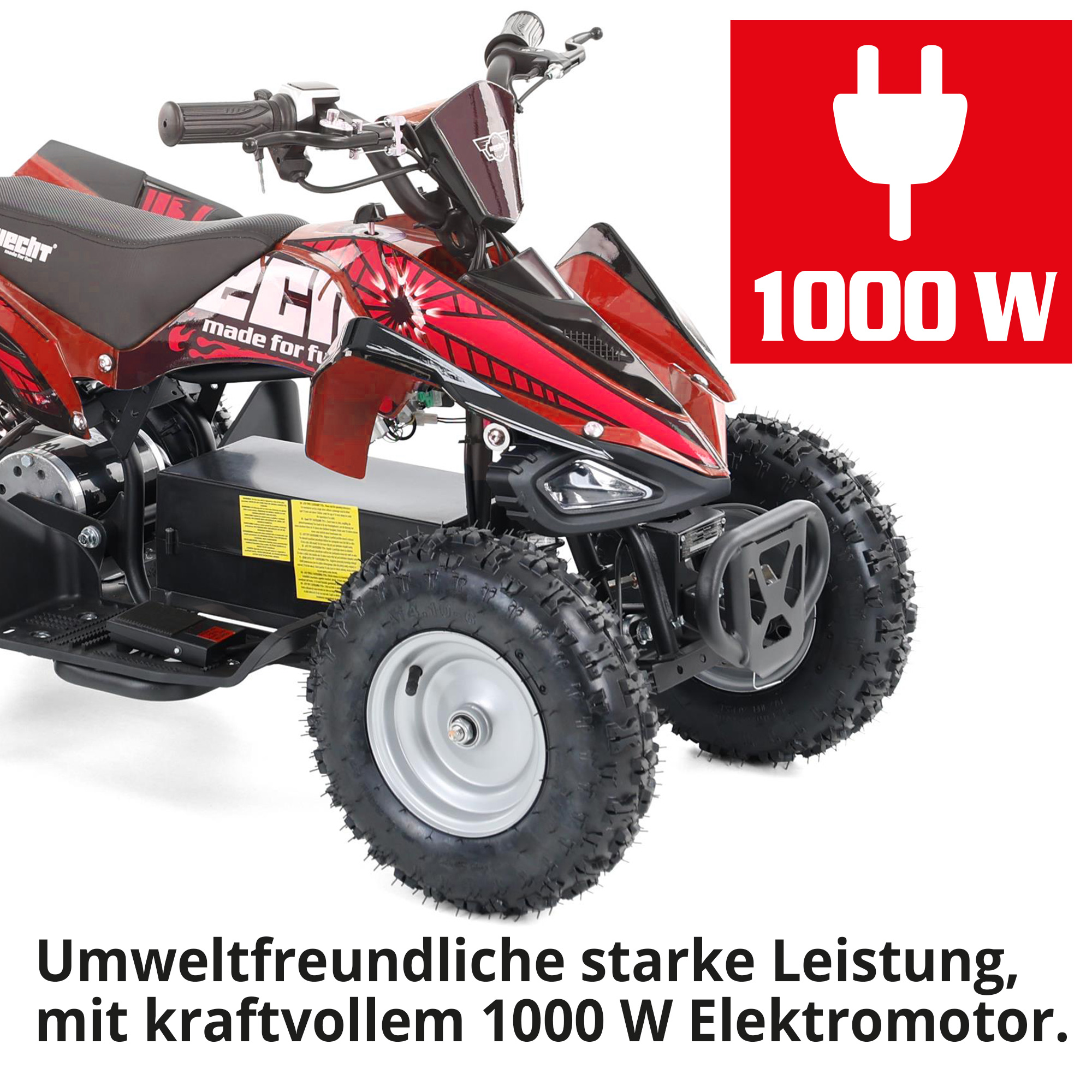 Hecht 54100 Rot QUAD Quad mit Straßenzulassung mit umweltfreundlicher starker Leistung, mir kraftvollen Elektromotor
