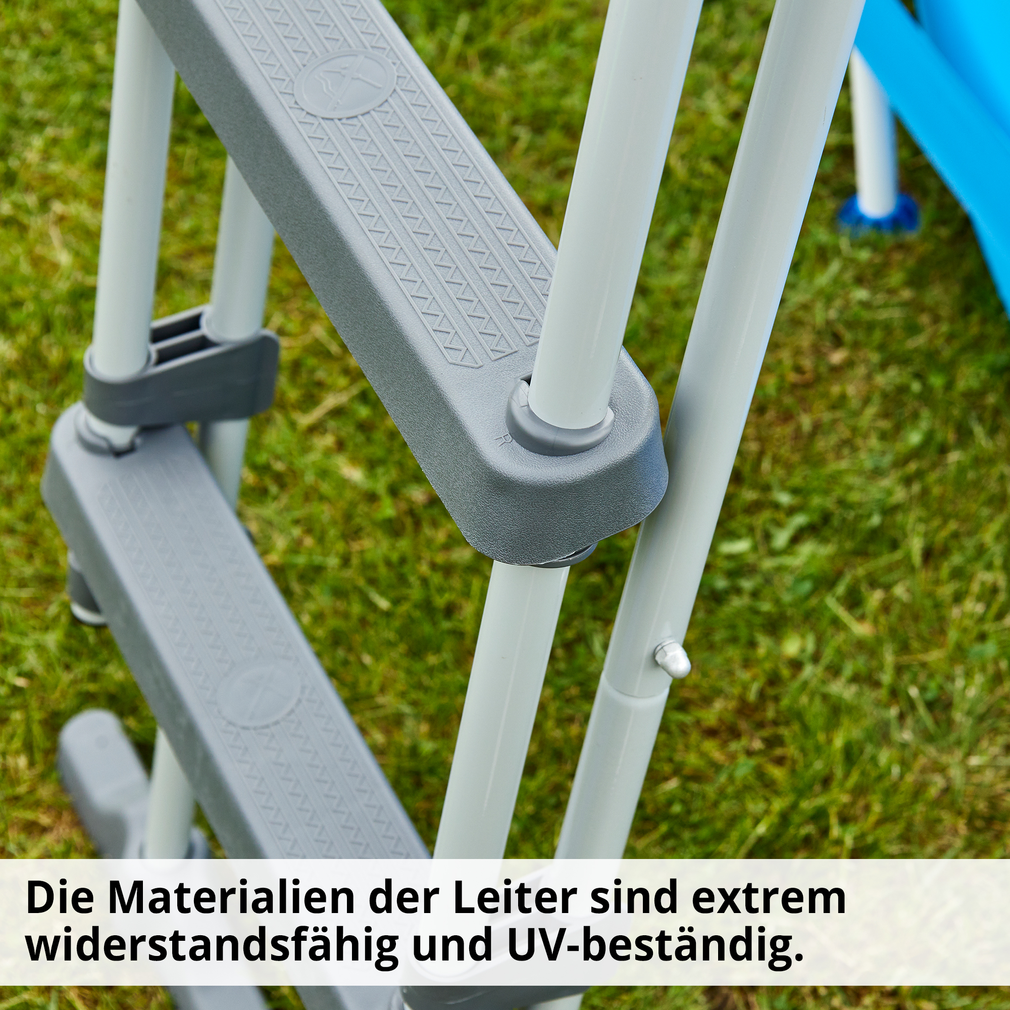 Hecht 00091 Sicherheits-Poolleiter; Die Materialien der Leiter sind extrem widerstandsfähig und UV-beständig