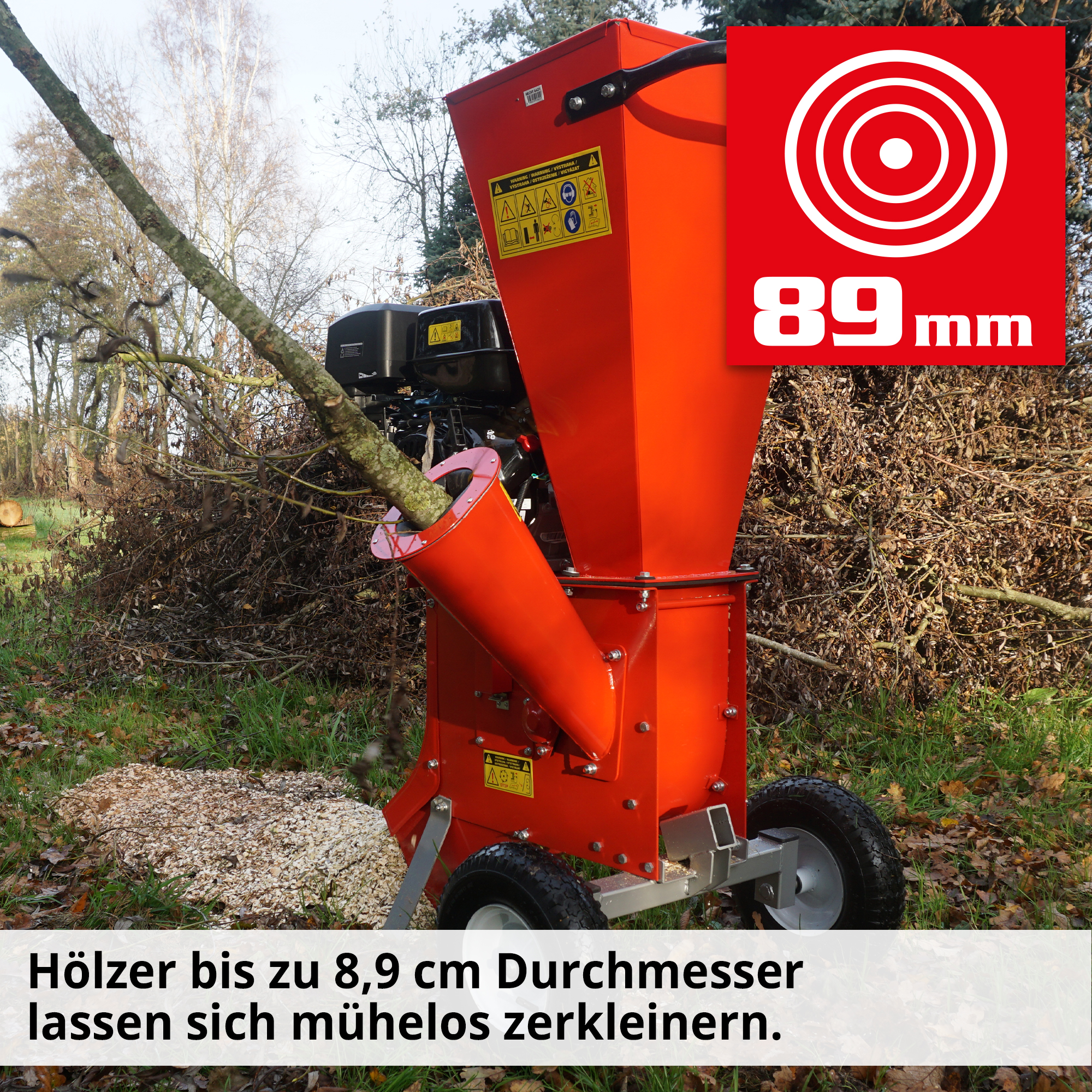 HECHT Benzin Gartenhäcksler 6421 Benzin Gartenhäcksler für das mühelose zerkleinern von Holz