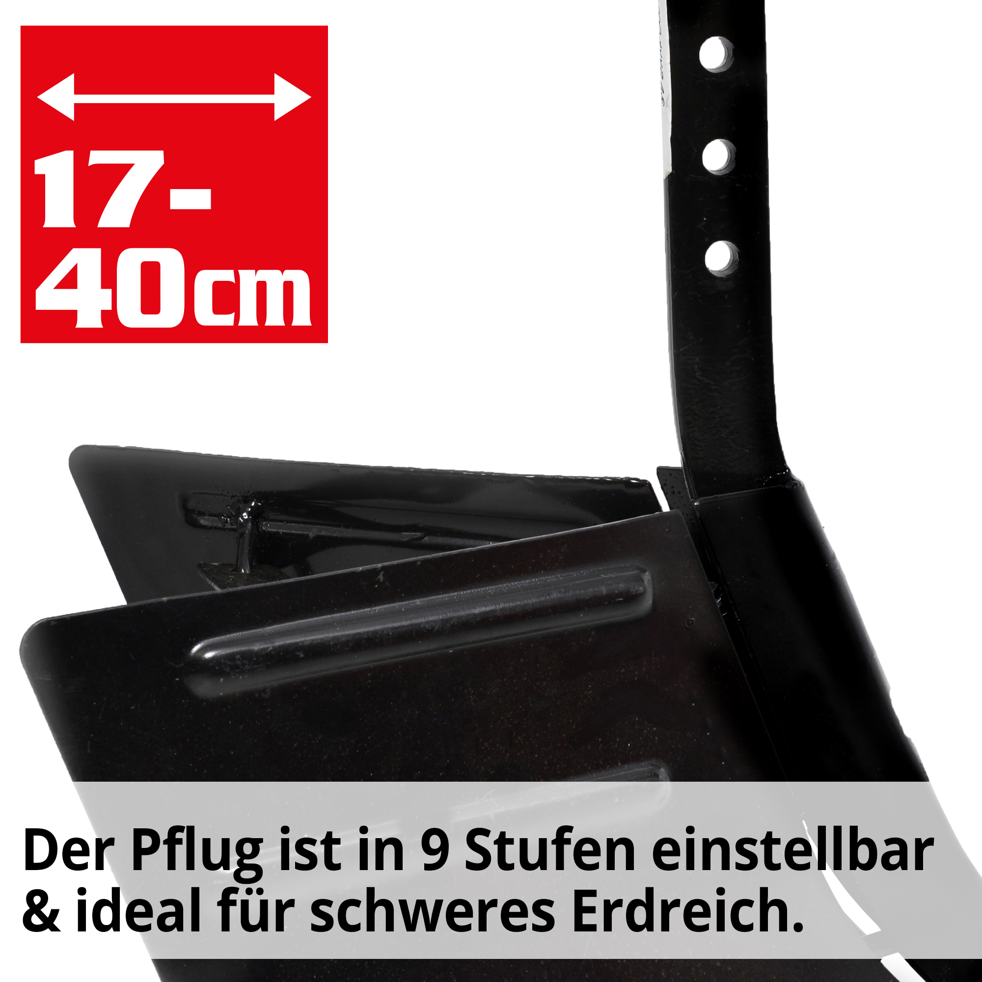 Pflug; Der Pflug ist in 9 Stufen einstellbar und Ideal für schweres Erdreich