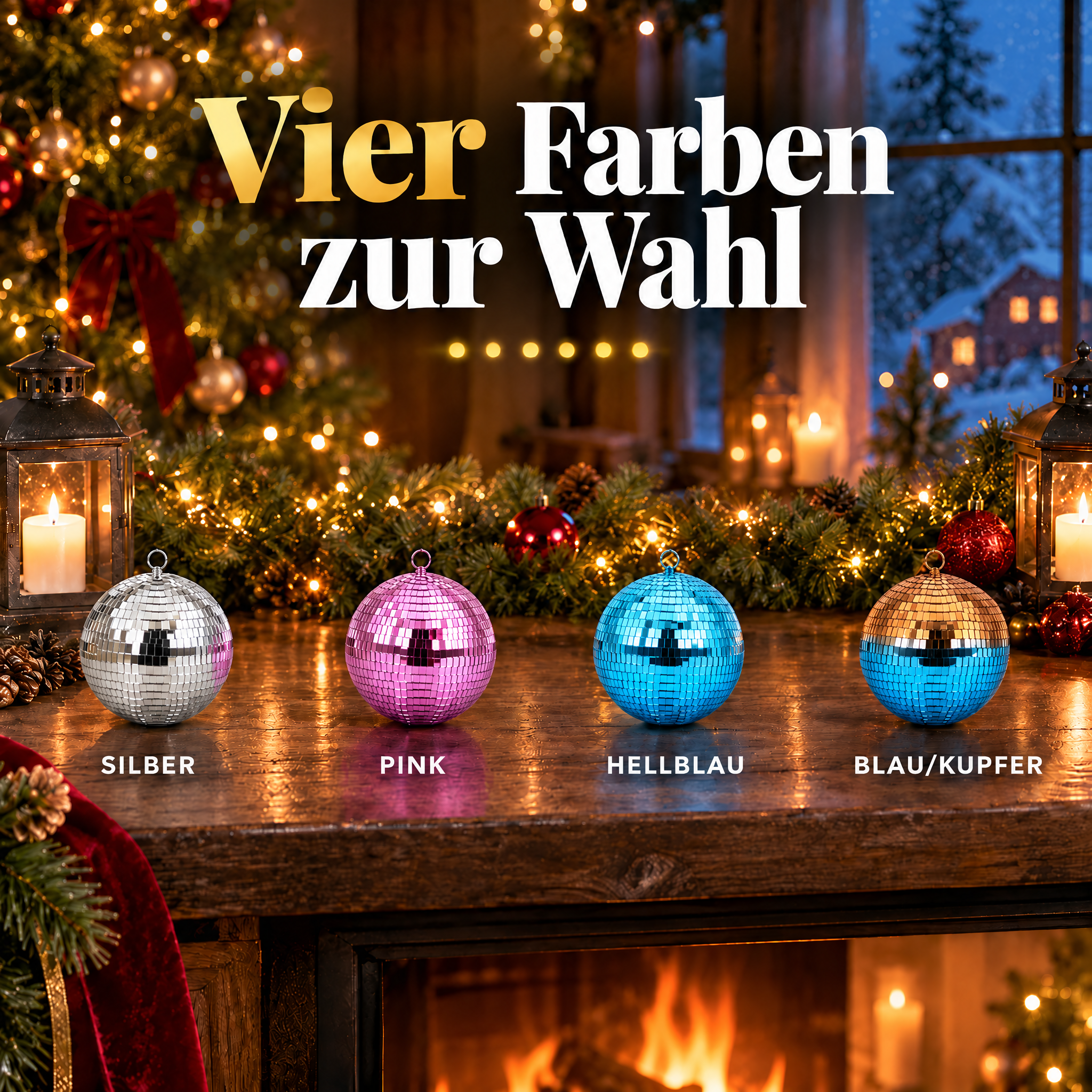 ONBEST Discokugel 20 cm in vier Farben: Silber, Pink, Hellblau, Blau/Kupfer (Dieses Bild wurde mit Hilfe von KI generiert.)