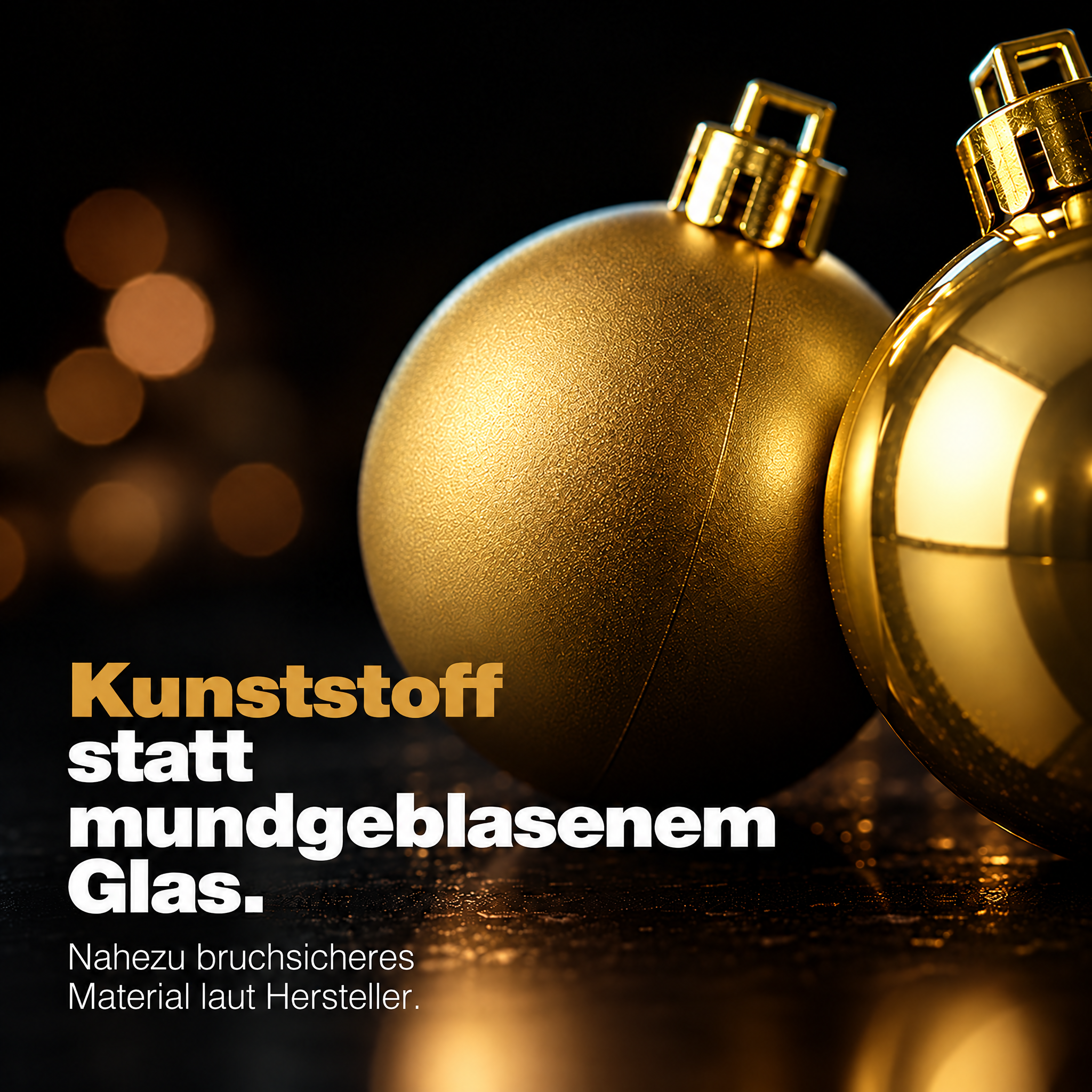 Robuster Baumschmuck: Kugeln aus bruchsicherem Kunststoff statt Glas. (Dieses Bild wurde mit Hilfe von KI generiert.)