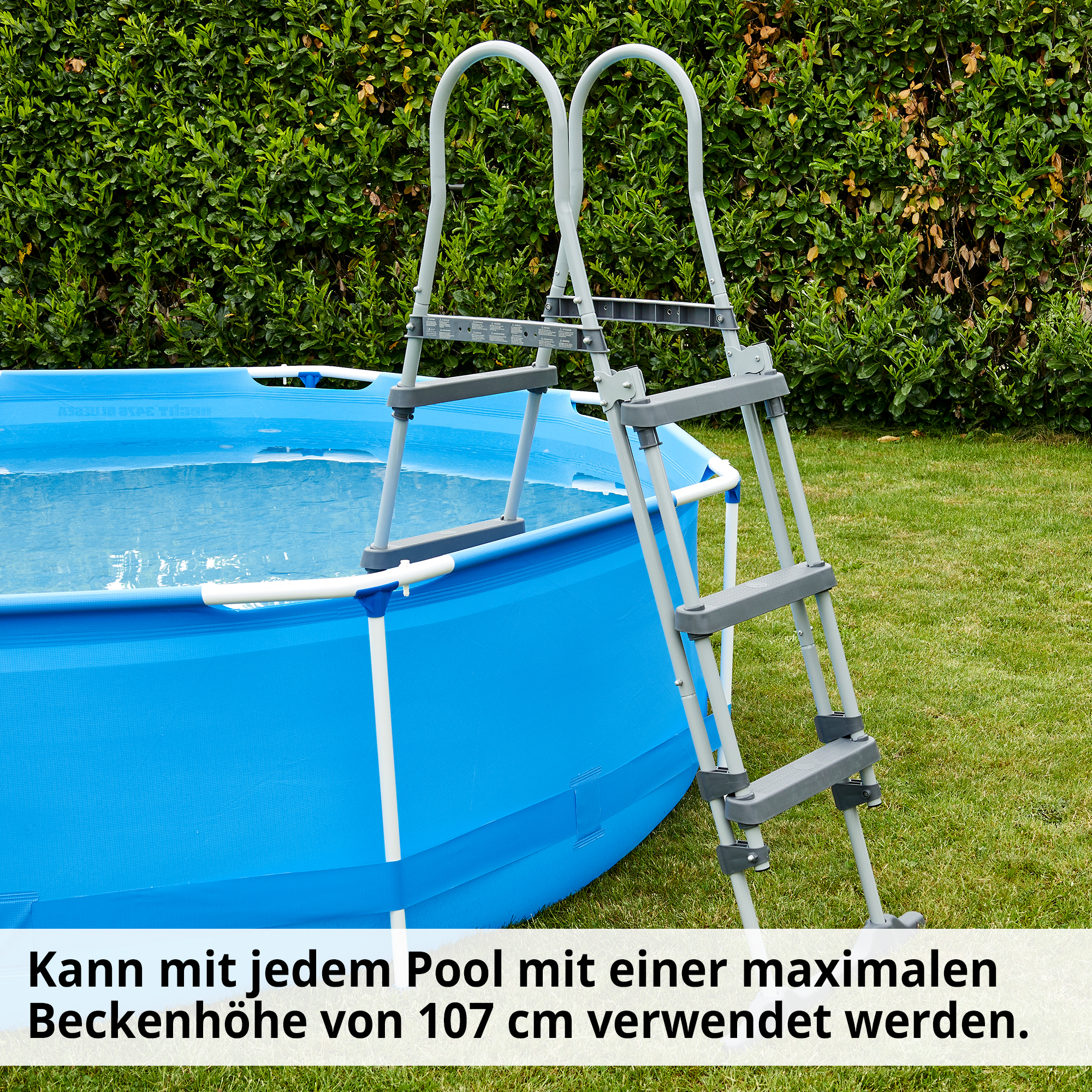 Hecht 00091 Sicherheits-Poolleiter; Kann mit jedem Pool mit einer maximalen Beckenhöhe von 107cm verwendet werden
