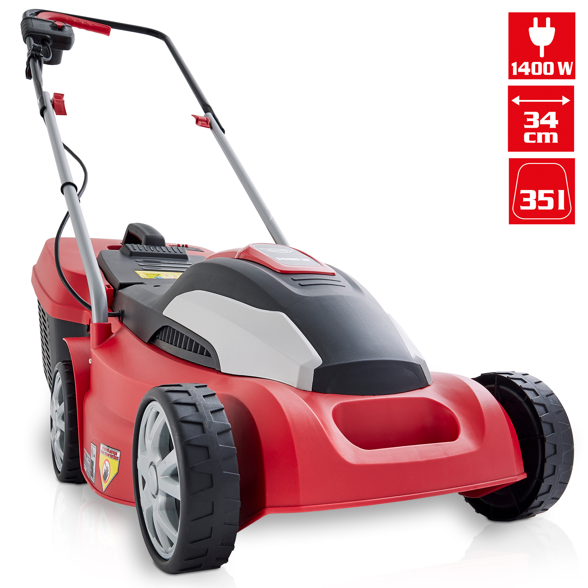 Hecht Elektro-Rasenmäher mit 34 cm Schnittbreite und 5-fach Schnitthöhenverstellung 