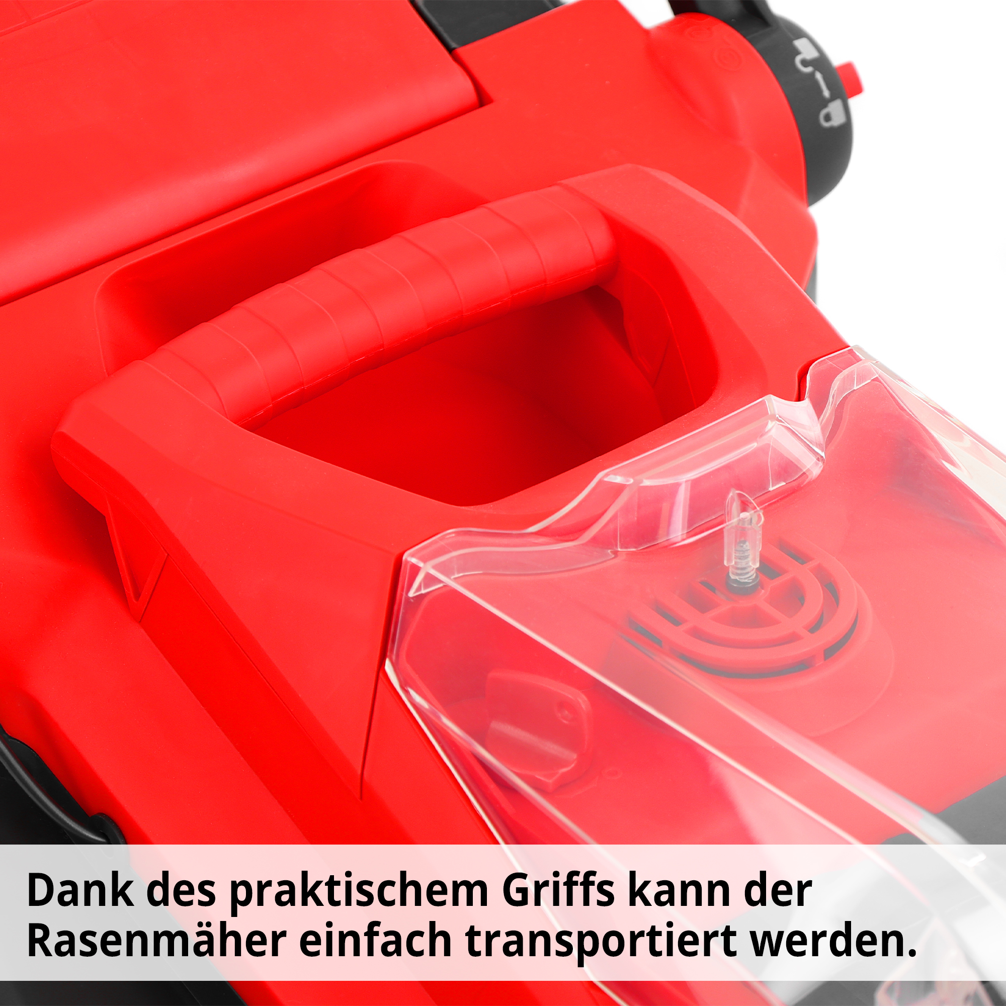 Akku-Rasenmäher mit idealem Griff für einen leichten Transport 