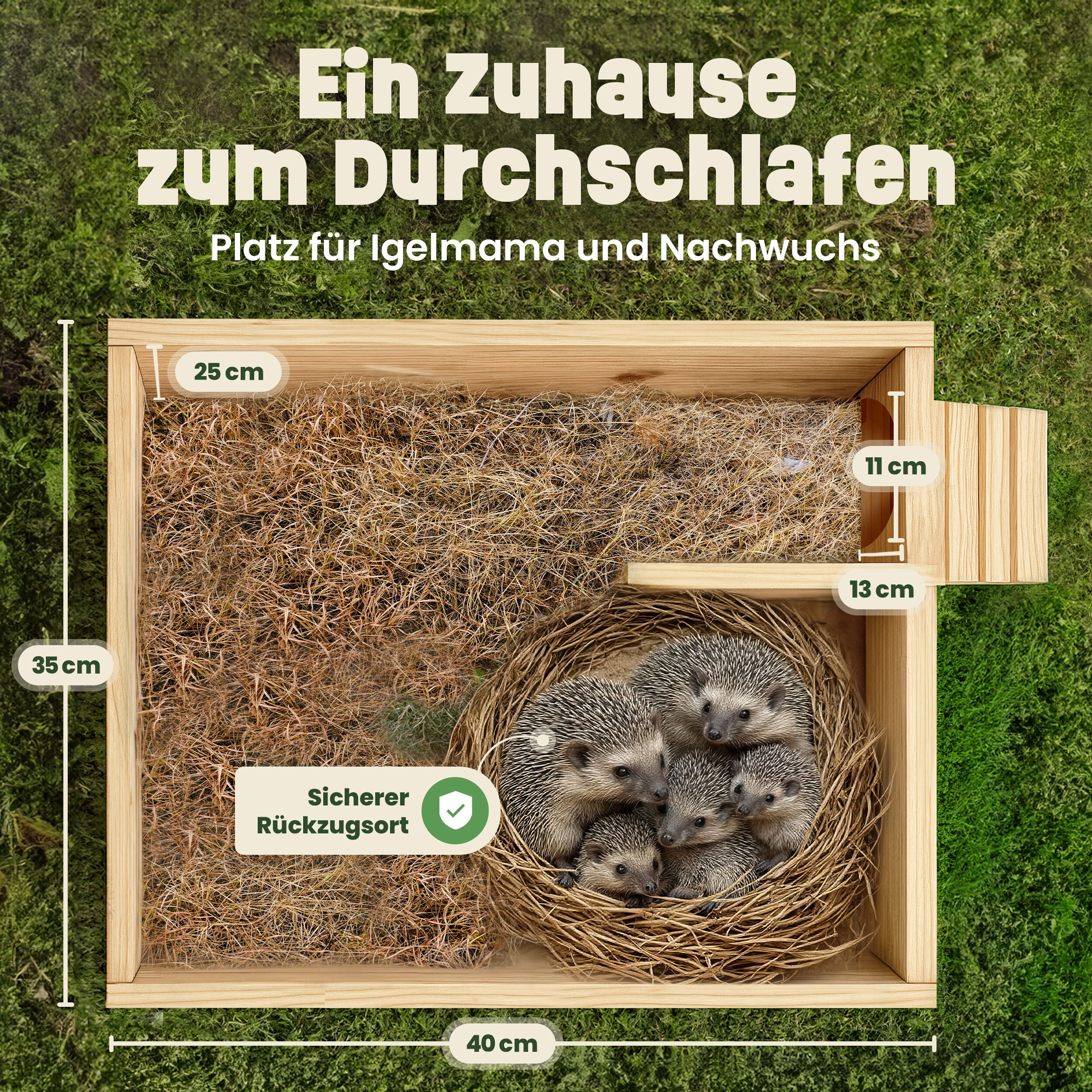 Igelhaus aus Vollholz von Zooprinz Maße für Knut