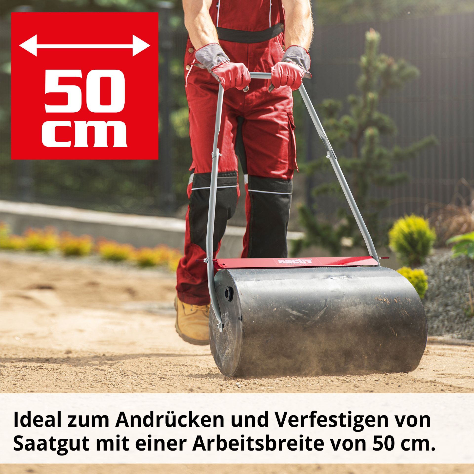 Hecht Gartenwalze 501 mit 50 cm Arbeitsbreite ideal für große Flächen 