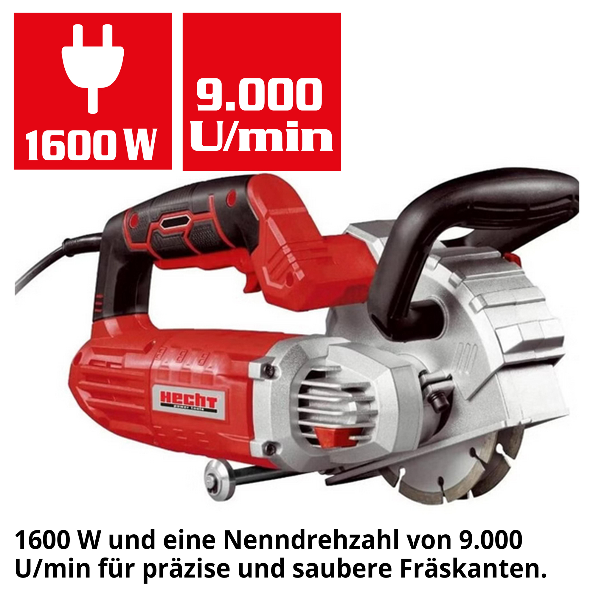 HECHT Mauernutfräse mit 1600 W und 9000 U/min für saubere Fräskanten