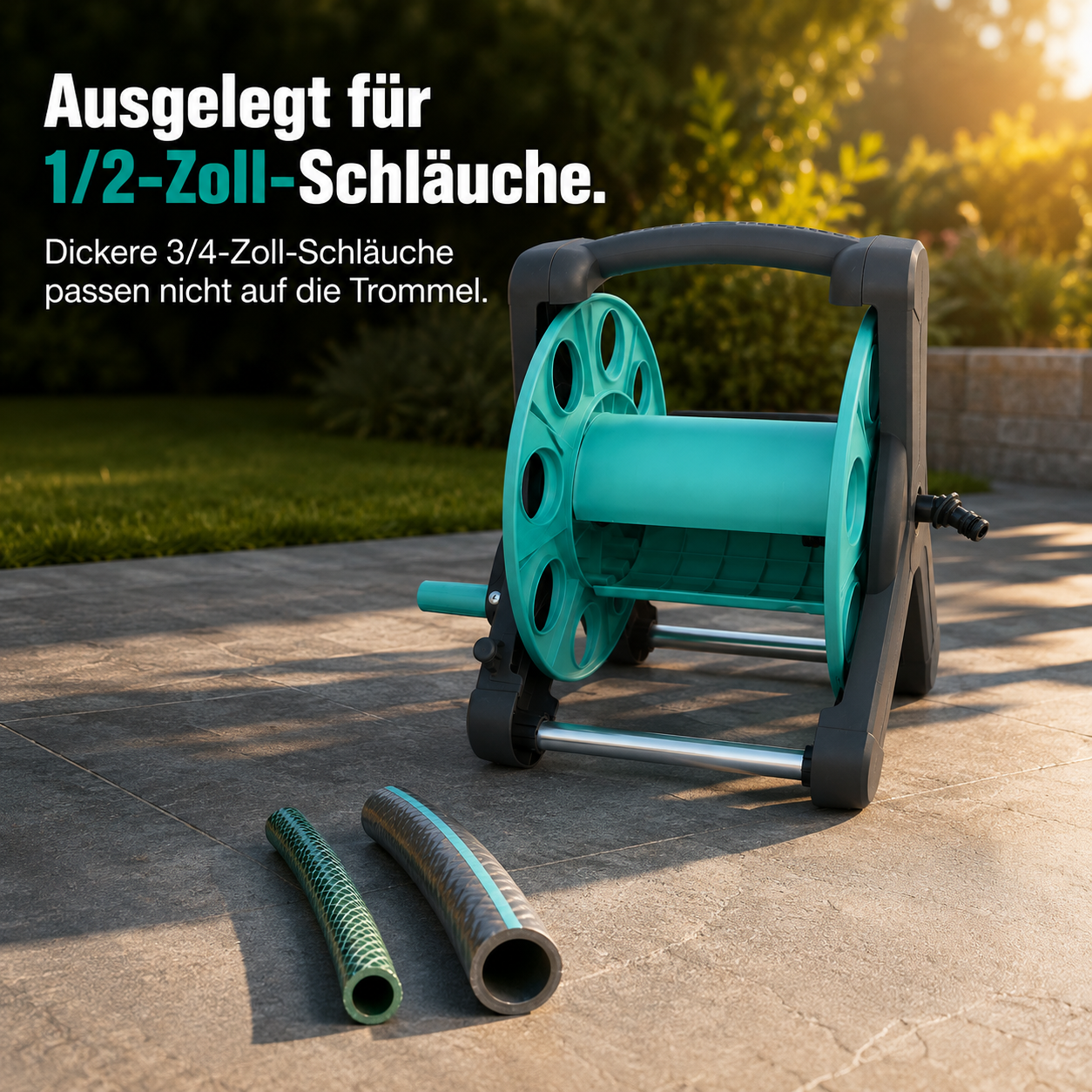 ONBEST Schlauchtrommel: Passgenau ausgelegt für 1/2-Zoll-Gartenschläuche