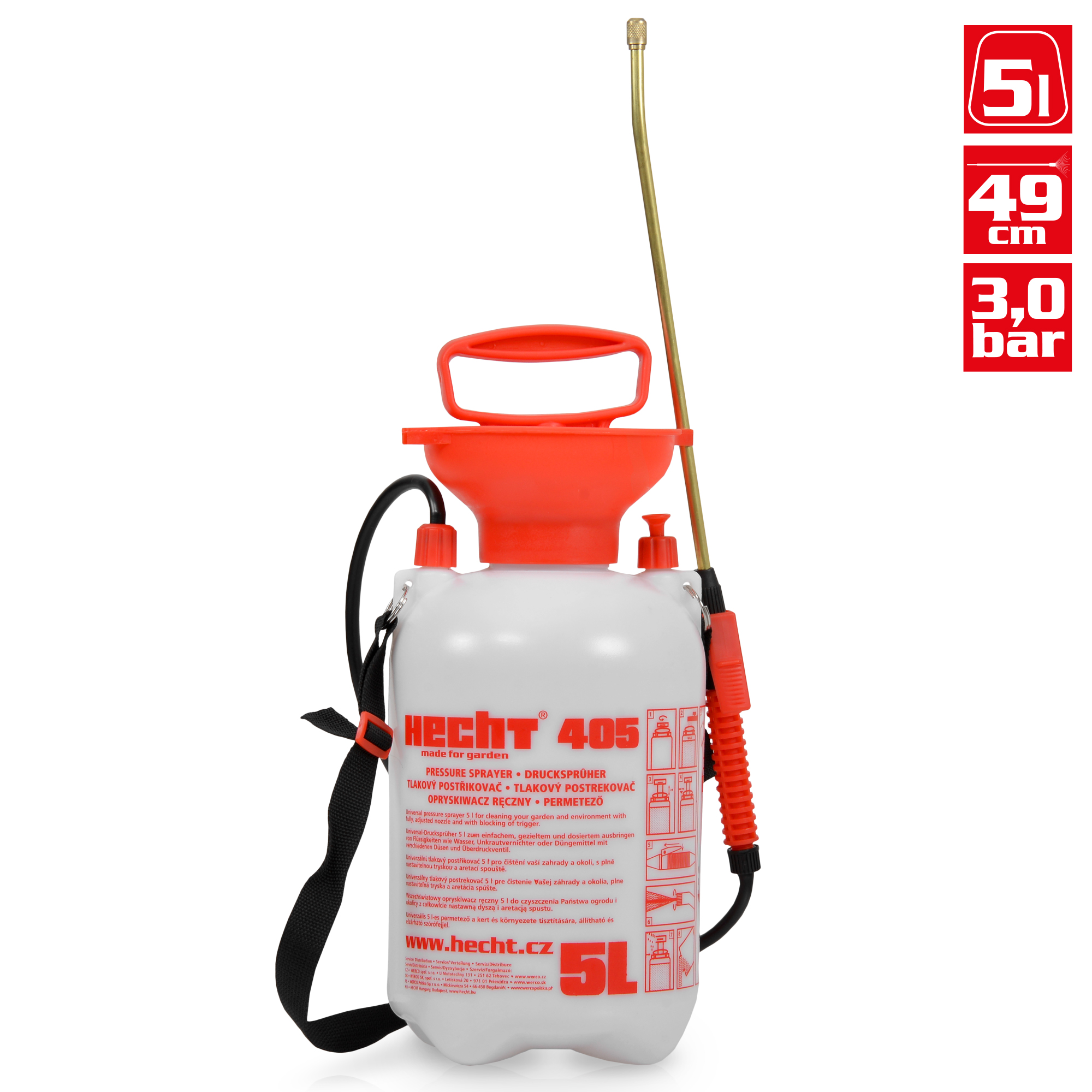 Drucksprüher mit 49 cm Lanze und robuster Messingdüse 