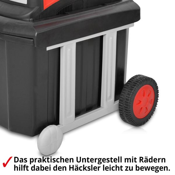 HECHT Elektro Gartenhäcksler 6280 XL mit praktischen Rädern für mehr mobilität