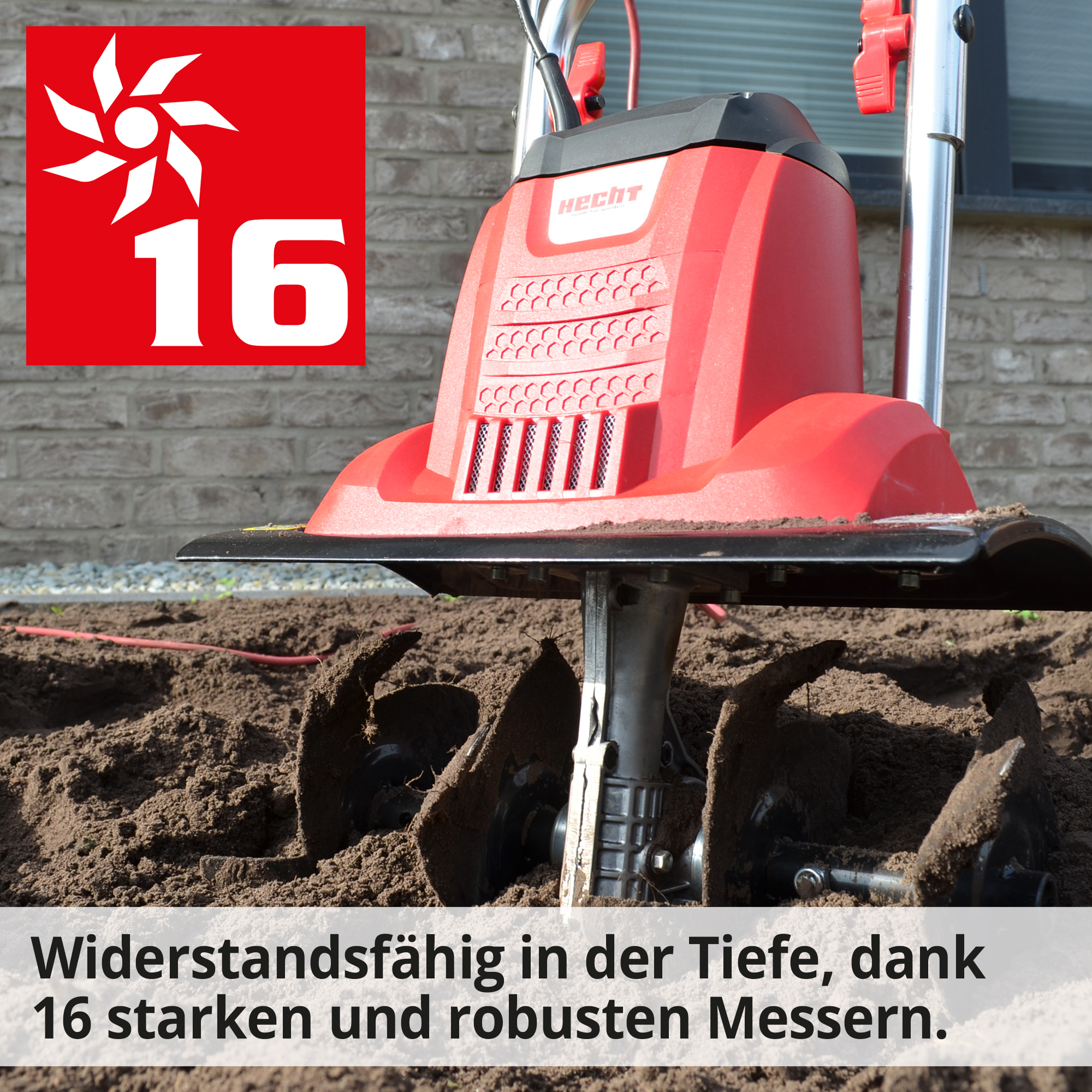 Gartenhacke; Widerstandsfähig in der Tiefe, dank 16 starken und robusten Messern