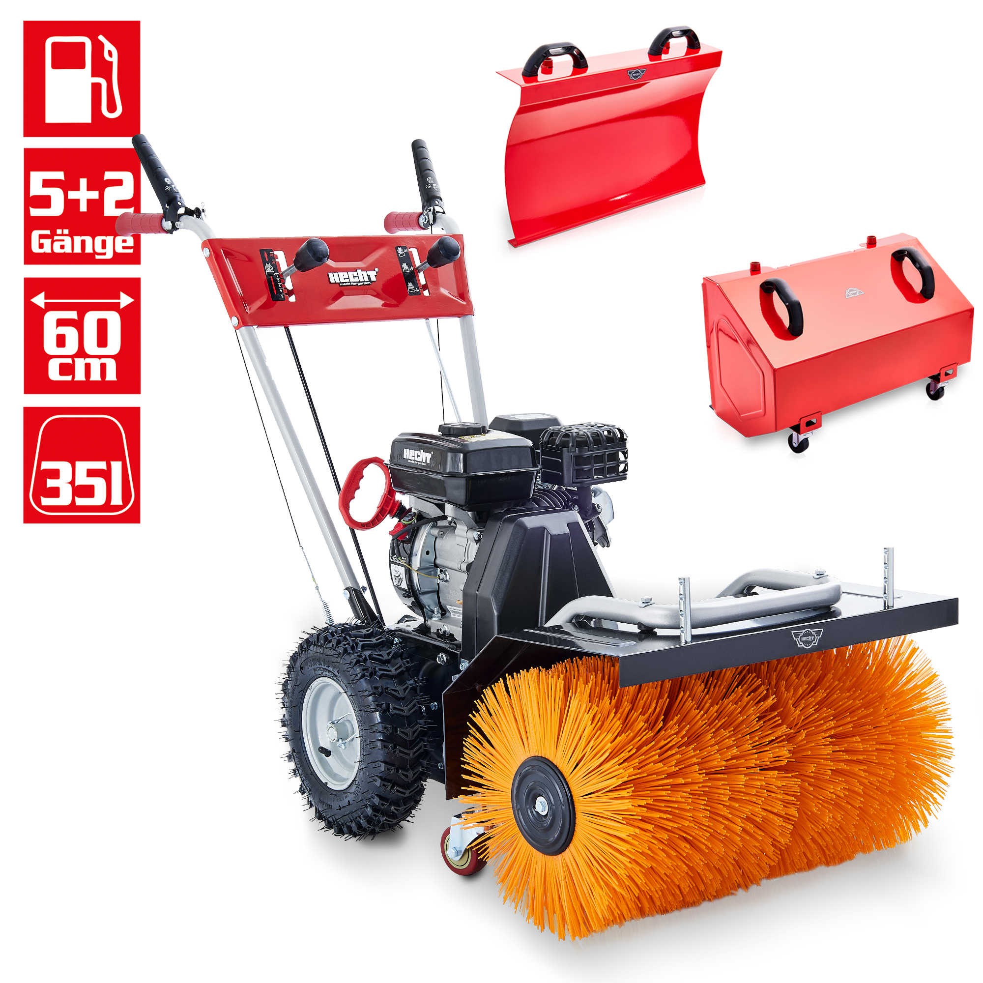 Hecht 8615 Kehrmaschine SET mit 5+2 Gängen