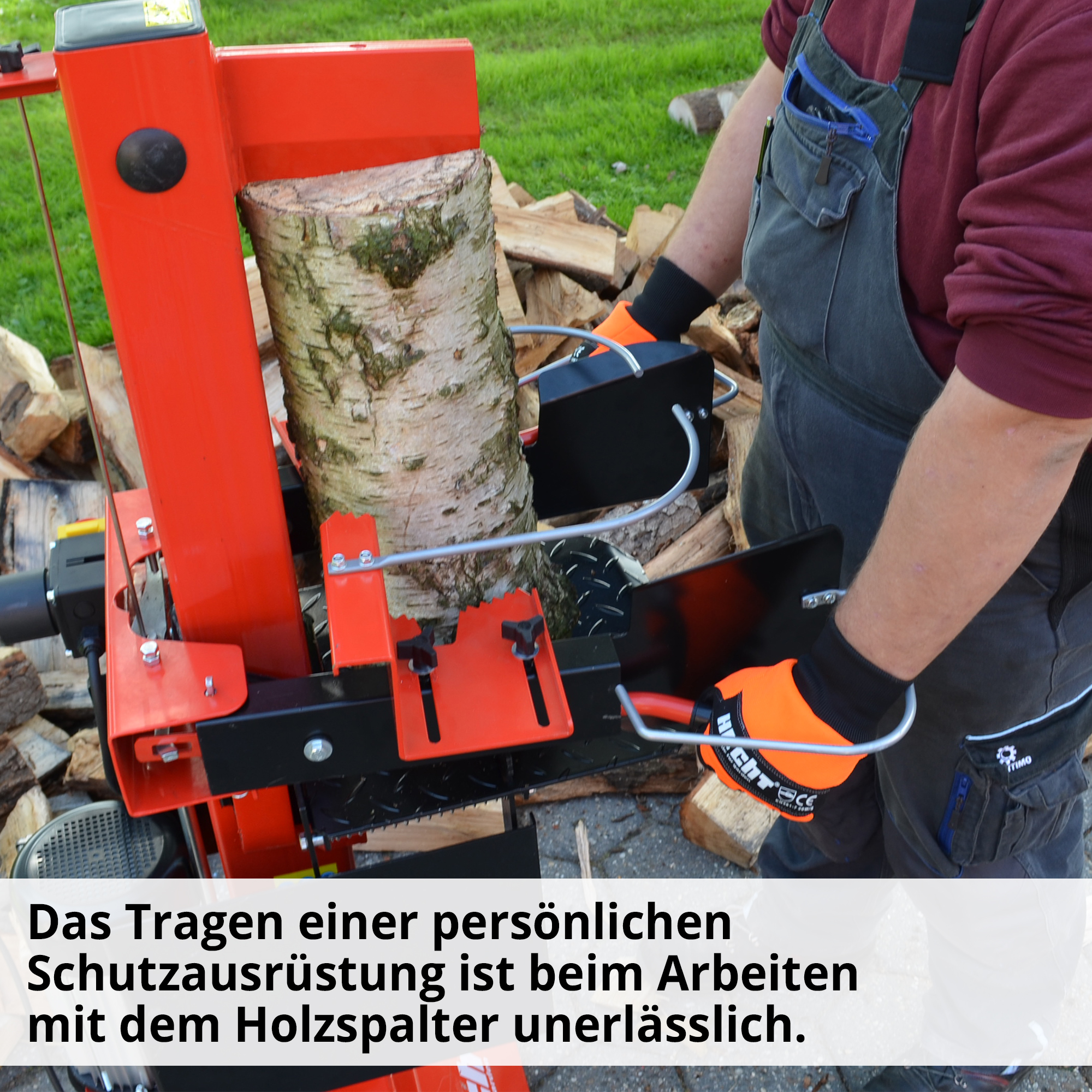 HECHT Hydraulikholzspalter 6810 Hydraulikholzspalter erfordert das Tragen von Schutzausrüstung 