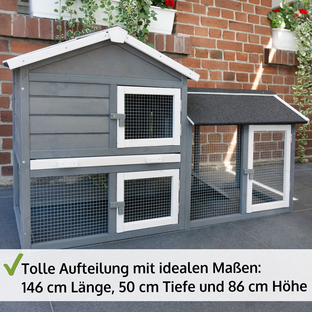 Hasenstall Dream Grey; 146 x 50 x 86 Zentimeter Hasenstall Dream Grey; 146 x 50 x 86 Zentimeter