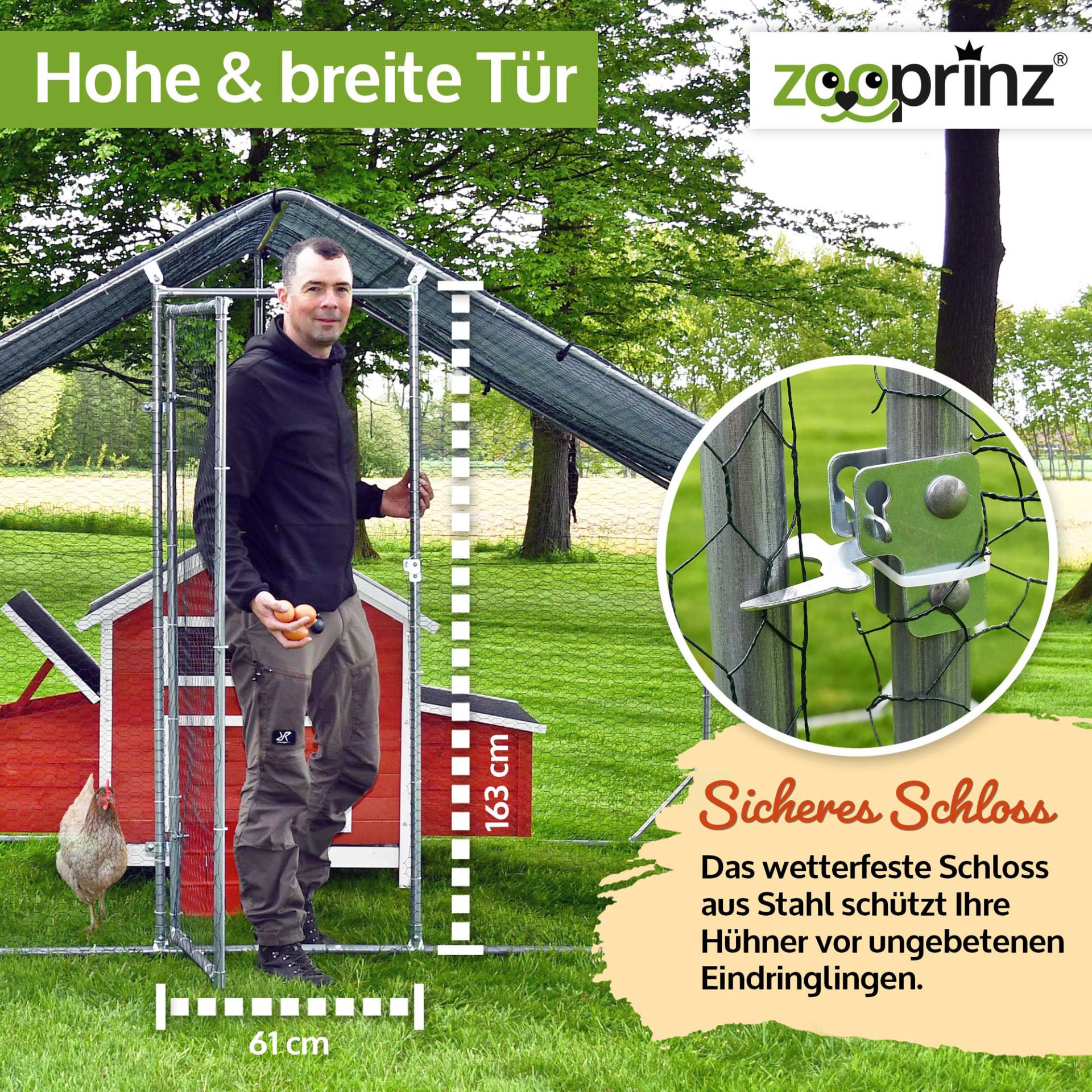 Hühnervoliere Steel; Sicheres, wetterfestes Schloss