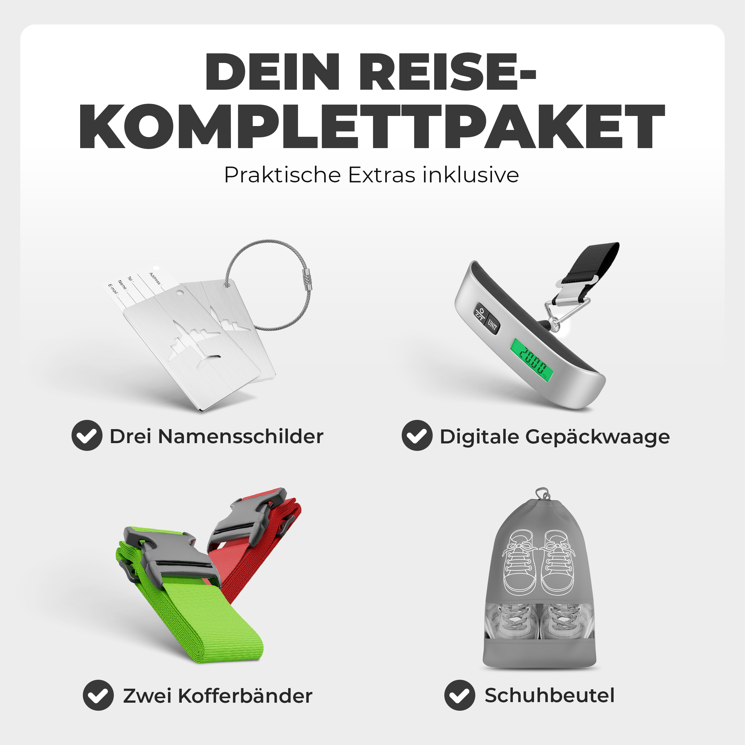 Koffer Set ONBEST Premium Schwarz inklusive digitaler Kofferwaage