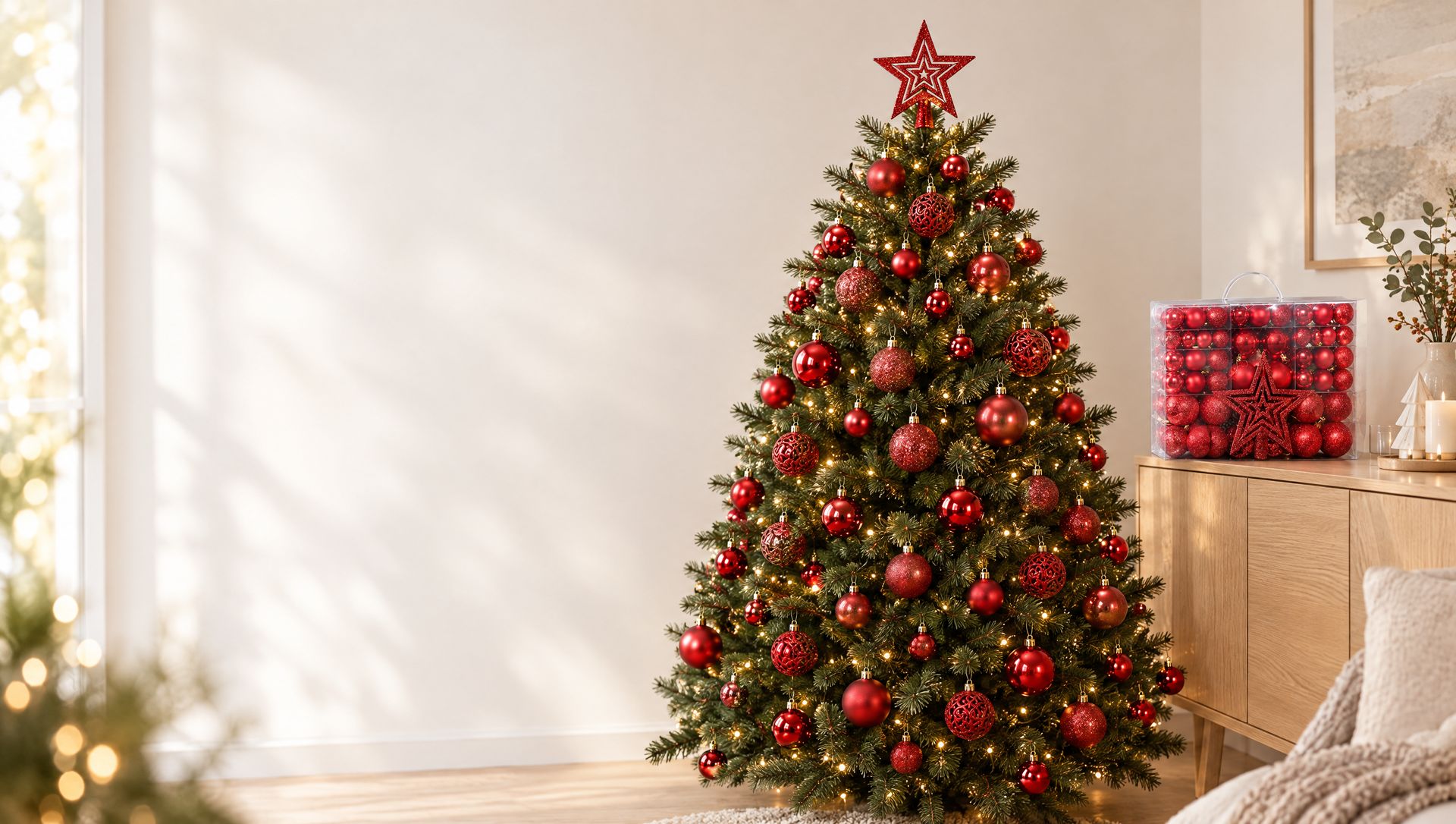 Weihnachtskugeln Set: 128 oder 51 Teile in 7 Farben