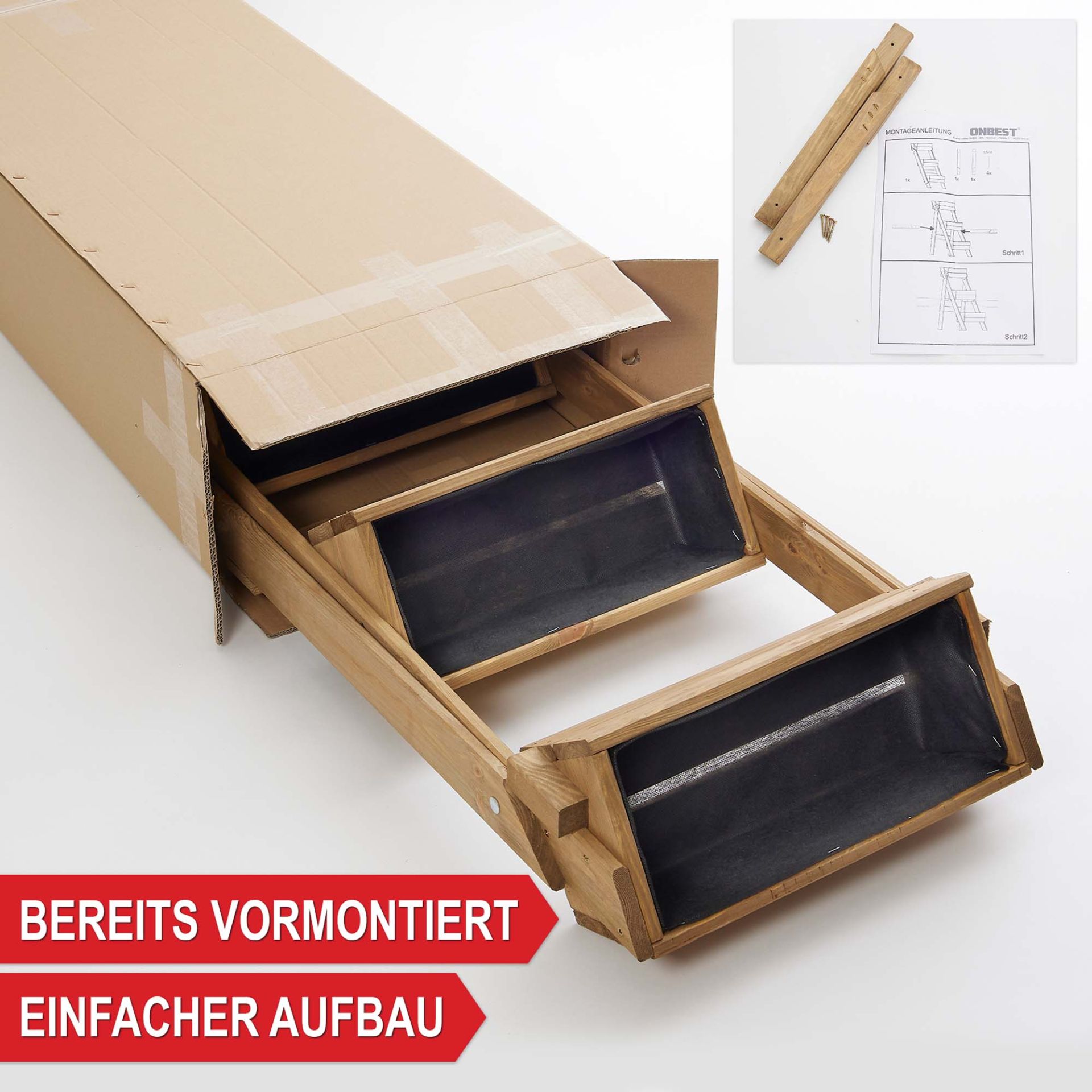 Pflanzentreppe 3-stöckig - Bereits vormontiert, einfacher Aufbau
