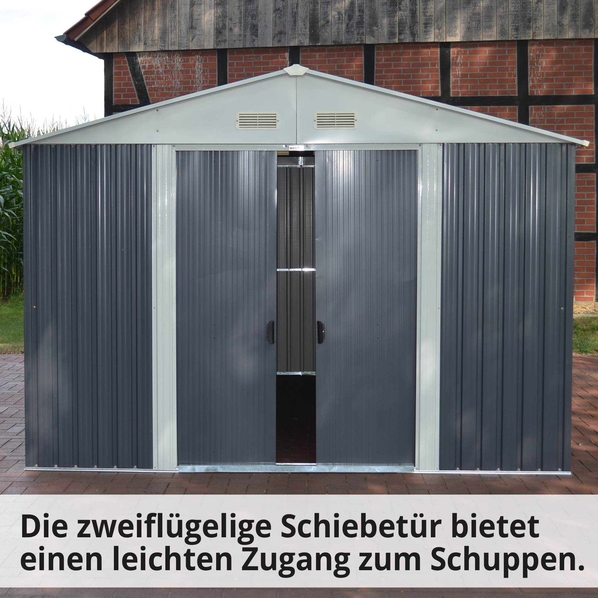 Gerätehaus PLUS; Zweiflügelige Schiebetür