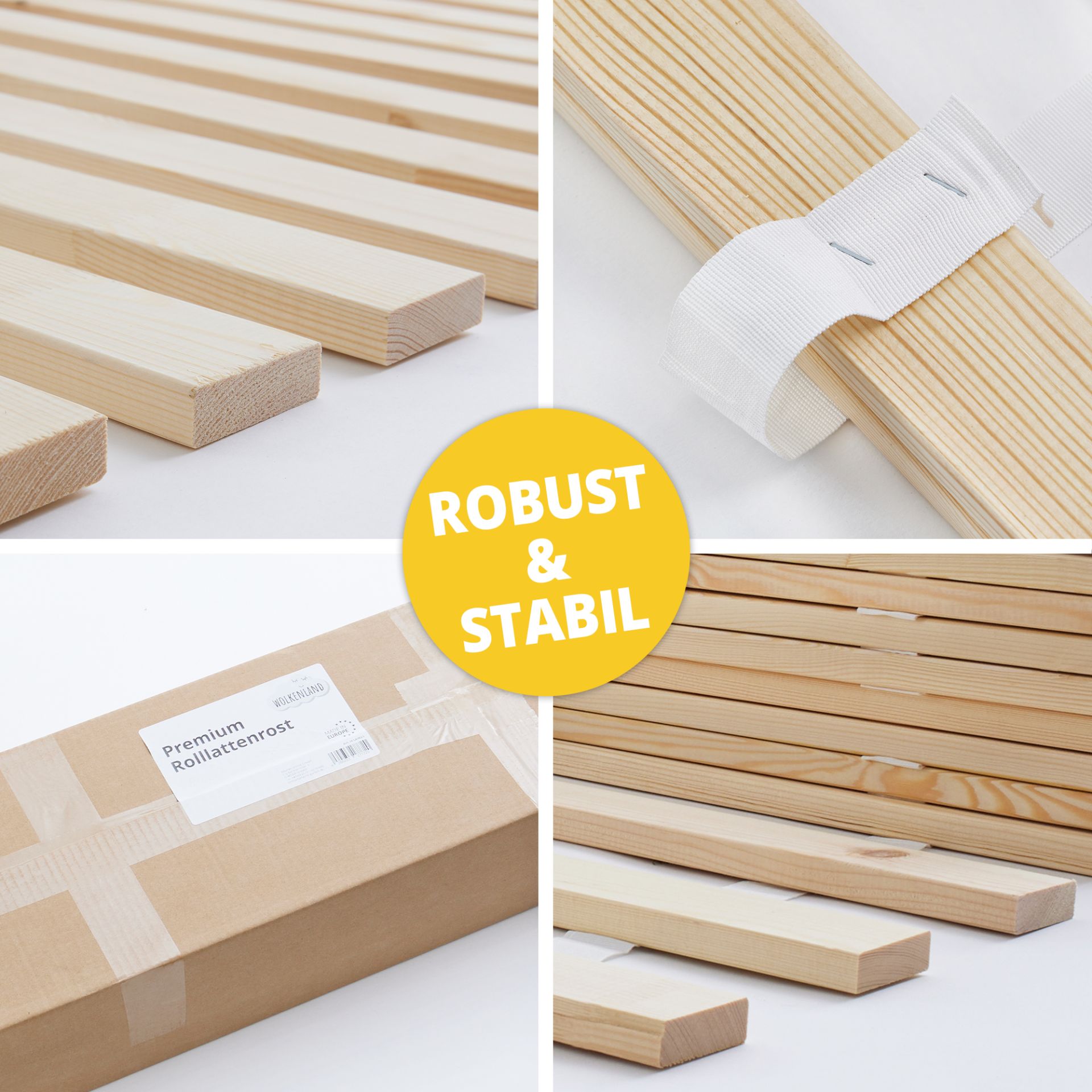 Lattenrost im praktischen Rollsystem – robuste Verarbeitung, leicht montierbar und sicher verpackt geliefert Lattenrost im praktischen Rollsystem – robuste Verarbeitung, leicht montierbar und sicher verpackt geliefert
