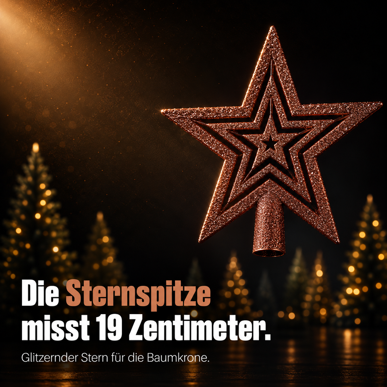 ONBEST Christbaumschmuck: Glitzernde Sternspitze mit 19 cm Größe (Dieses Bild wurde mit Hilfe von KI generiert.)
