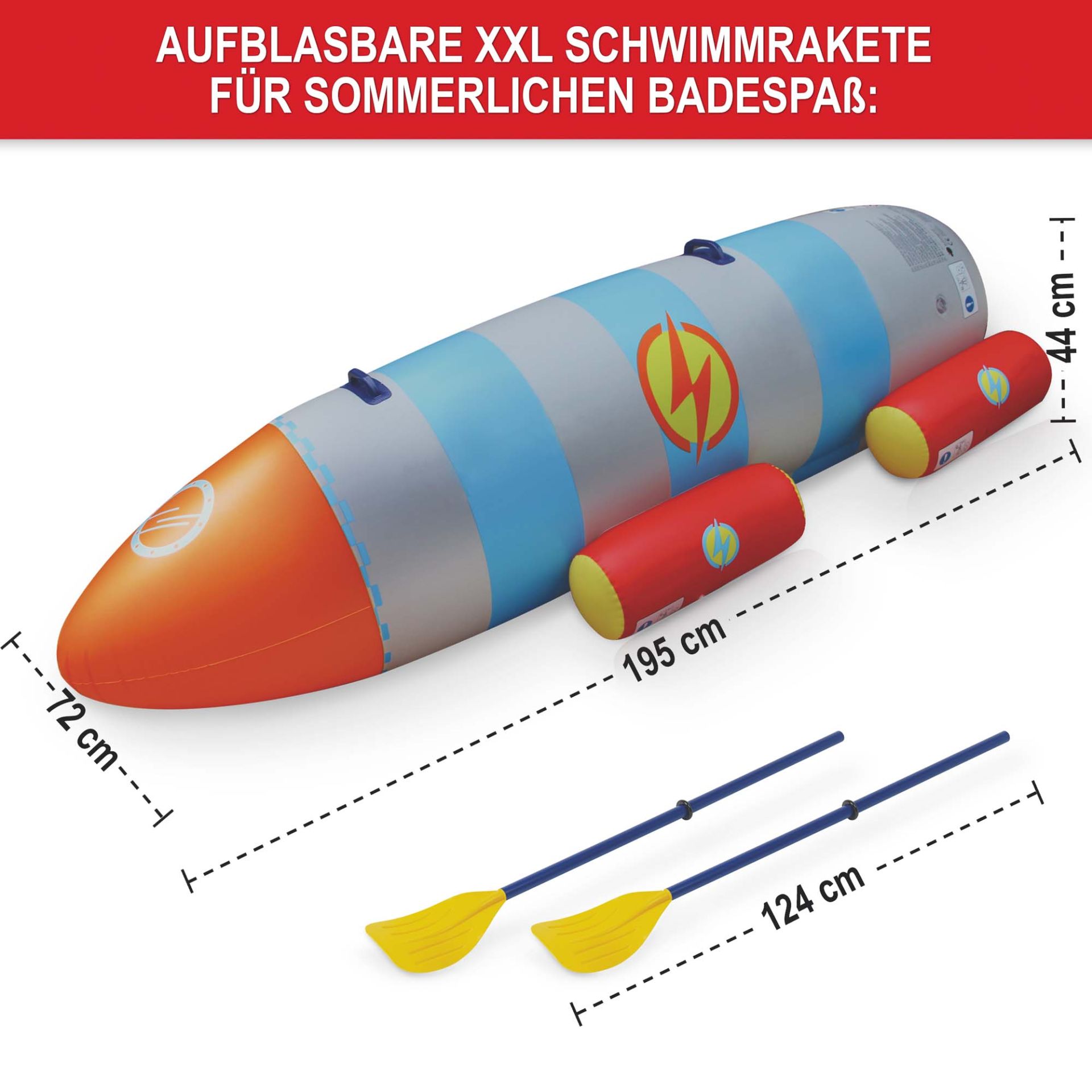 Bananenboot Rakete - Aufblasbare XXL Schwimmrakete, für sommerlichen Badespaß