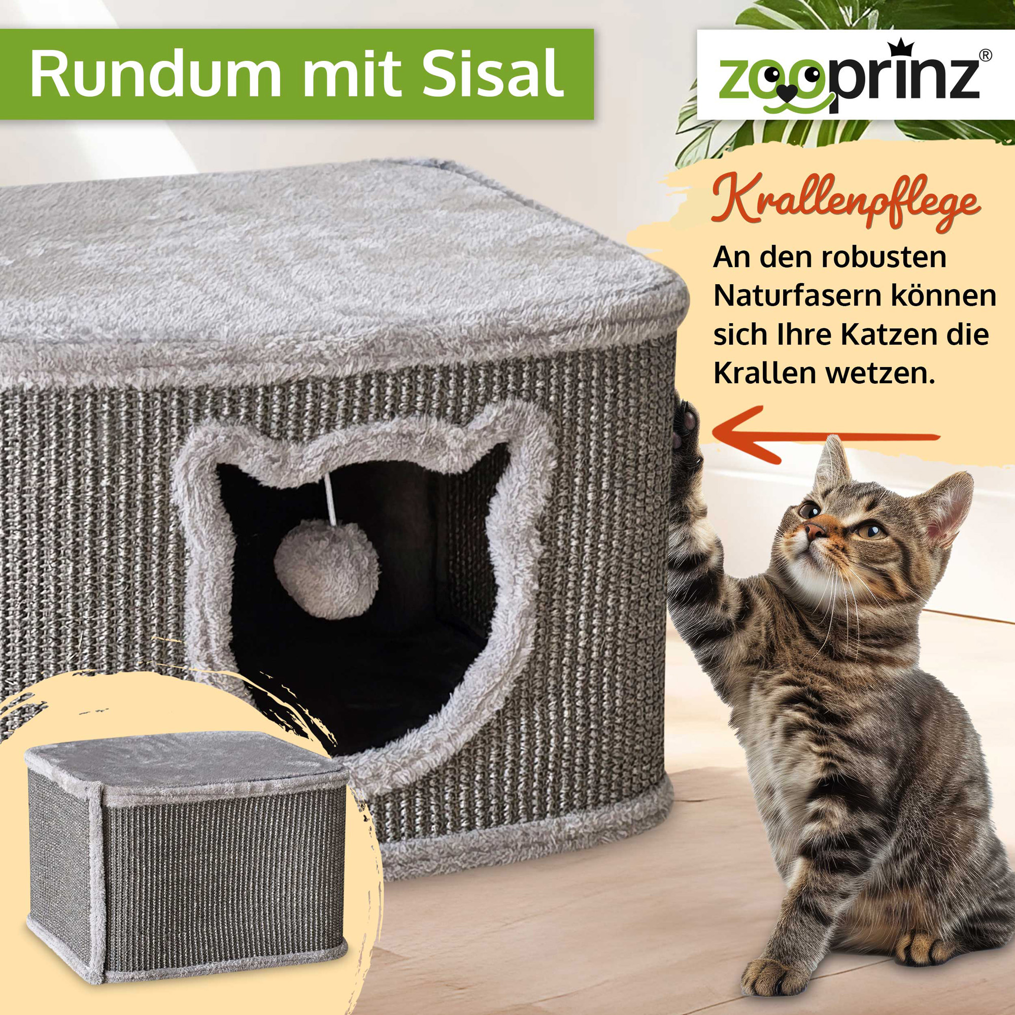 Katzenhaus Sisal; rundum mit Sisal  Katzenhaus Sisal; rundum mit Sisal