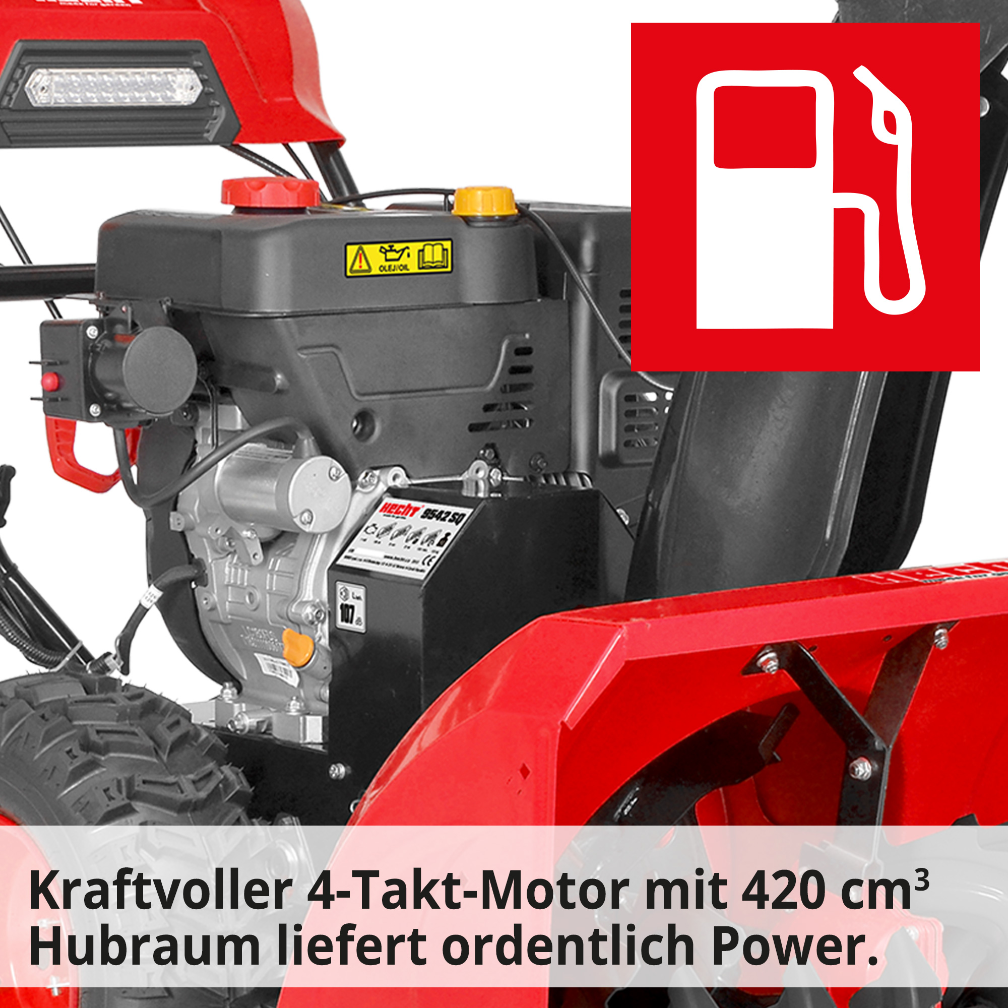 Hecht Benzin-Schneefräse mit leistungsstarkem 12 PS Motor für Komfortables und schnelles räumen 