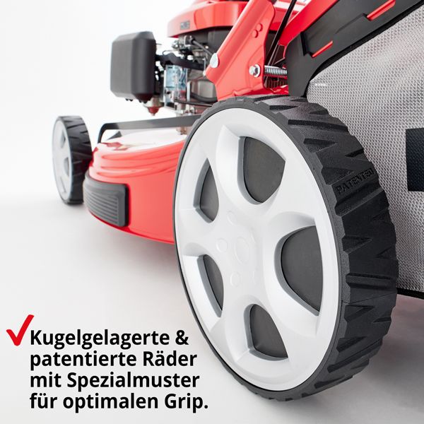 Hecht Benzin-Rasenmäher mit Kugelgelagerten Rädern und Spezialmuster für extra Grip 