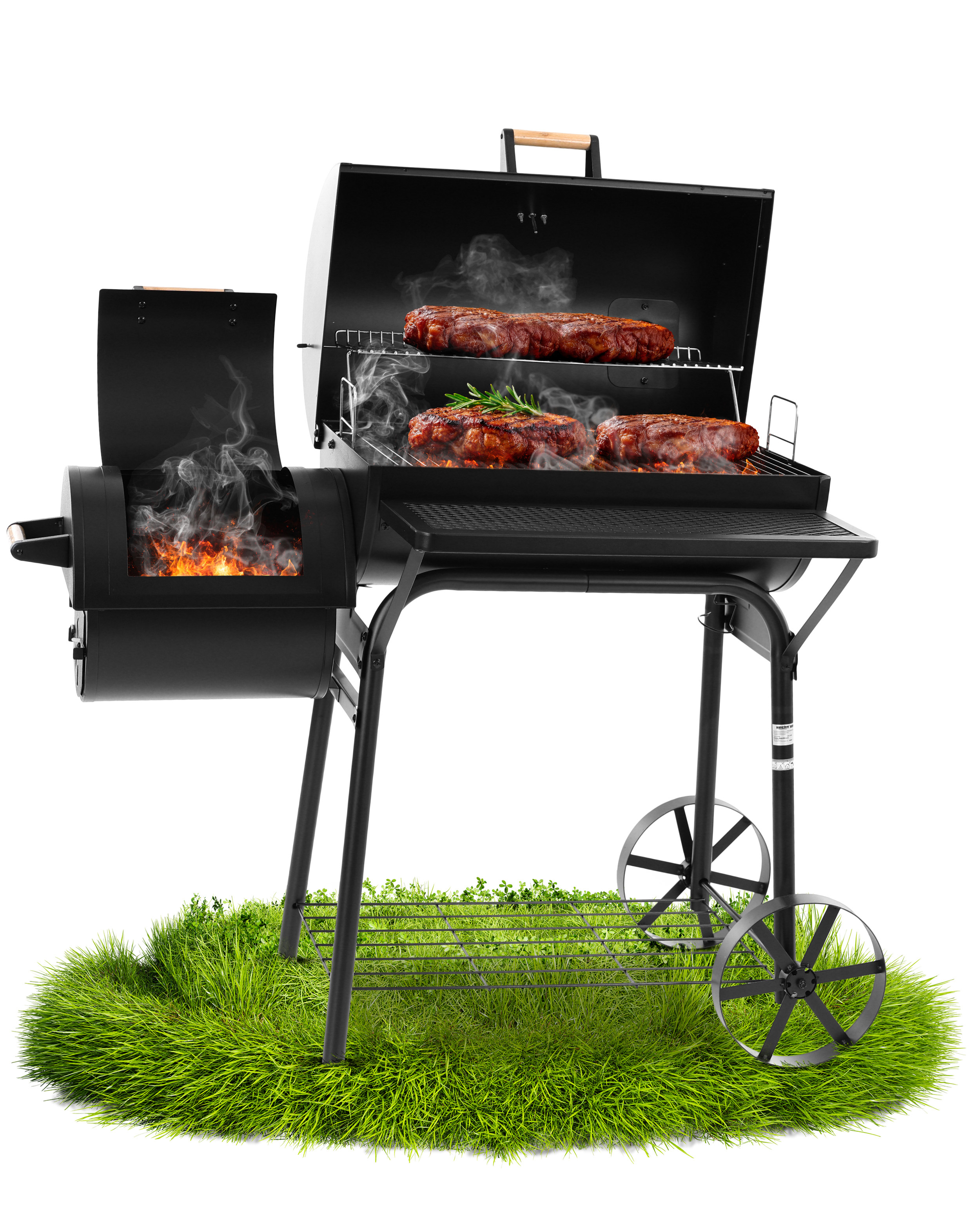 Smoker HECHT Sentinel Luxus mit zwei Brennkammern und Thermometer