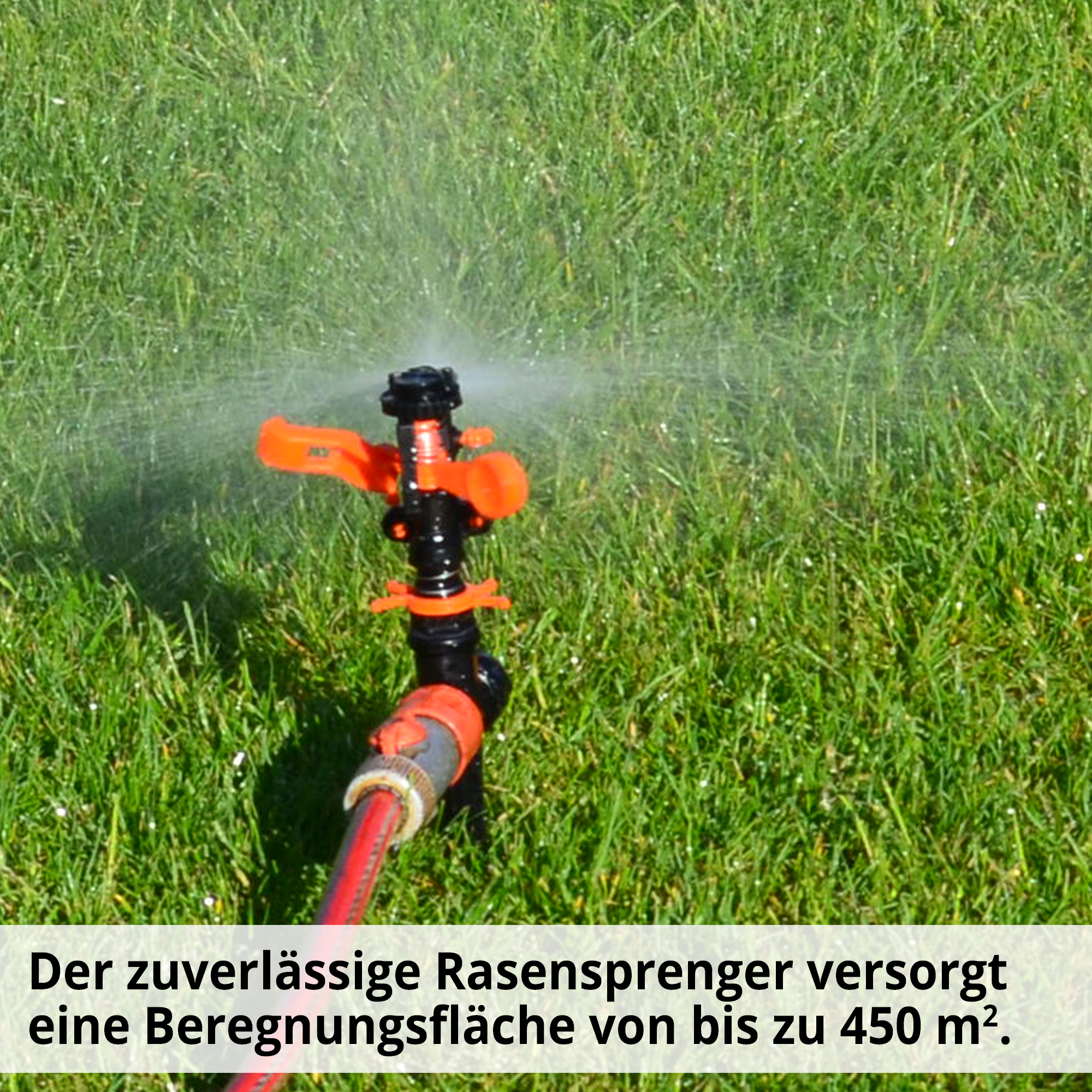 Impulsregner; Der zuverlässige Rasensprenger versorgt eine Beregnungsfläche von bis zu 450 Quadratmeter