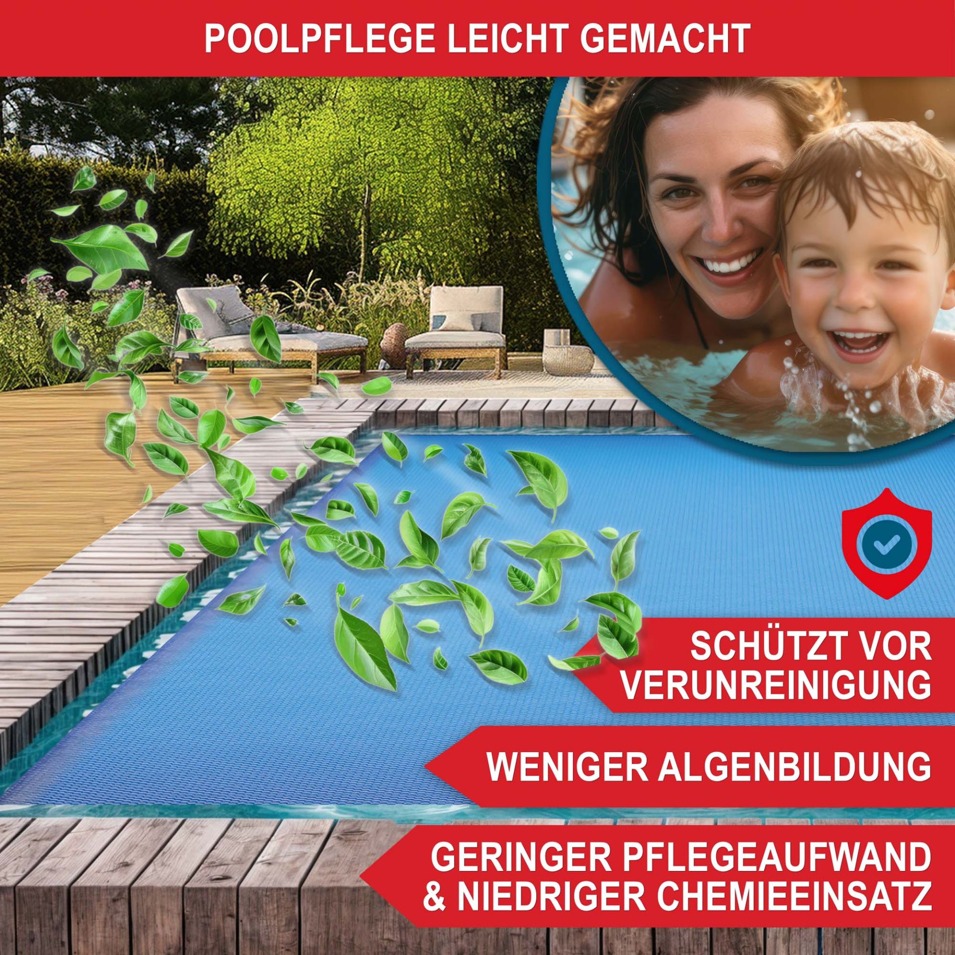 Pool Solarplane M - Einfache Poolpflege, schützt vor Verunreinigung, weniger Algenbildung, geringer Pflegeaufwand und niedriger Chemieeinsatz