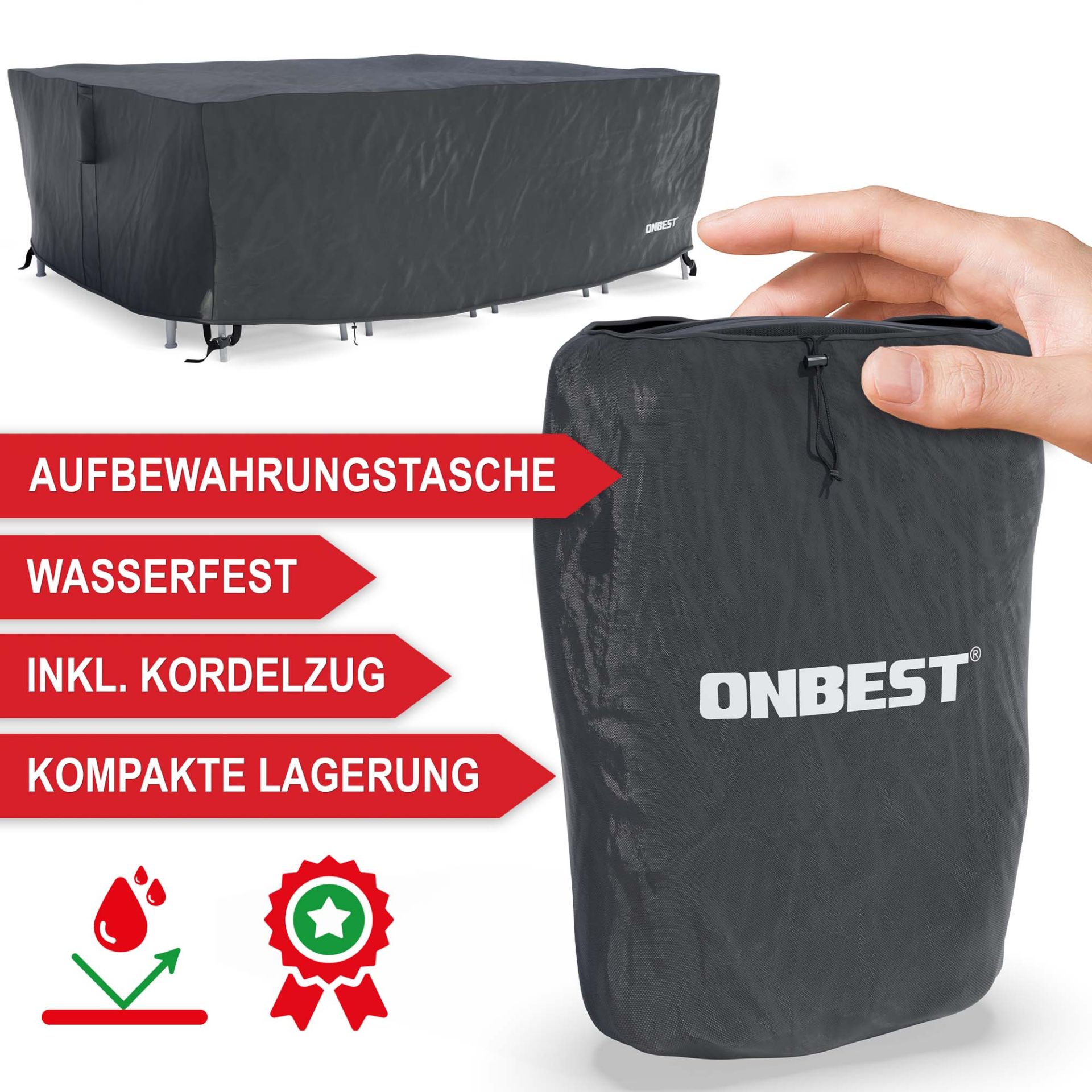 Möbel Abdeckhaube XXL - Aufbewahrungstasche, wasserfest, inklusive Kordelzug, kompakte Lagerung