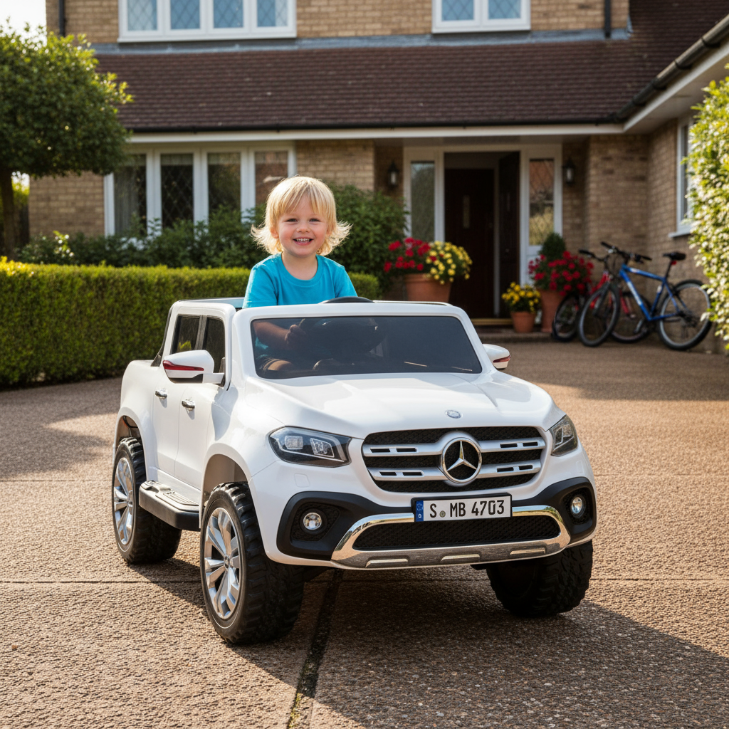 MERCEDES XMX 606 WHITE - Akku Kinderfahrzeug mit Kind