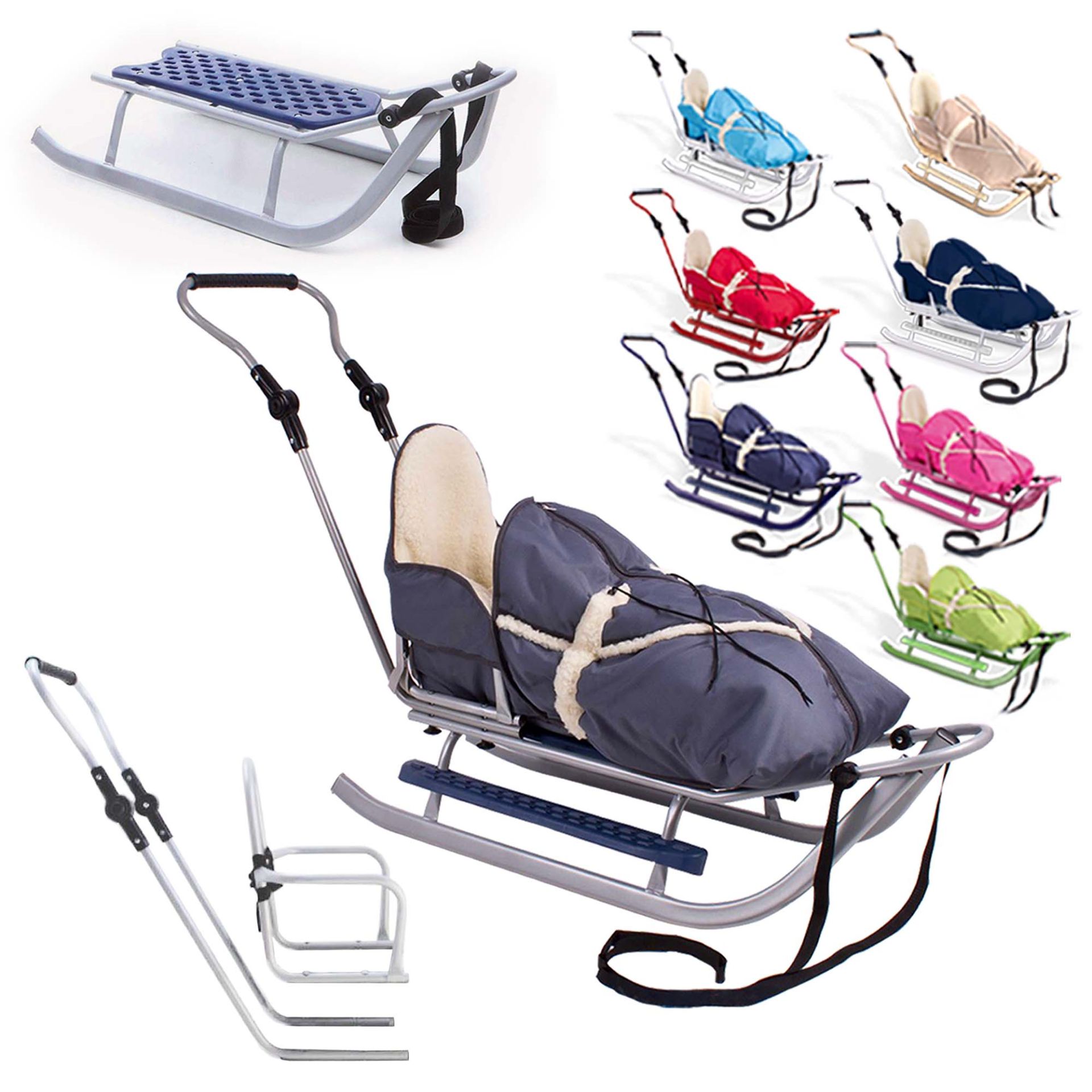 Sehr stabiler Holzschlitten mit verschiedenen Farbvarianten