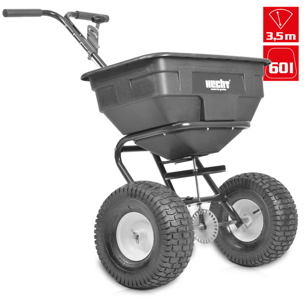 Streuwagen HECHT – 60 l Volumen, 3,5 m Streubreite, ideal für großflächige Ausbringung per Handbetrieb