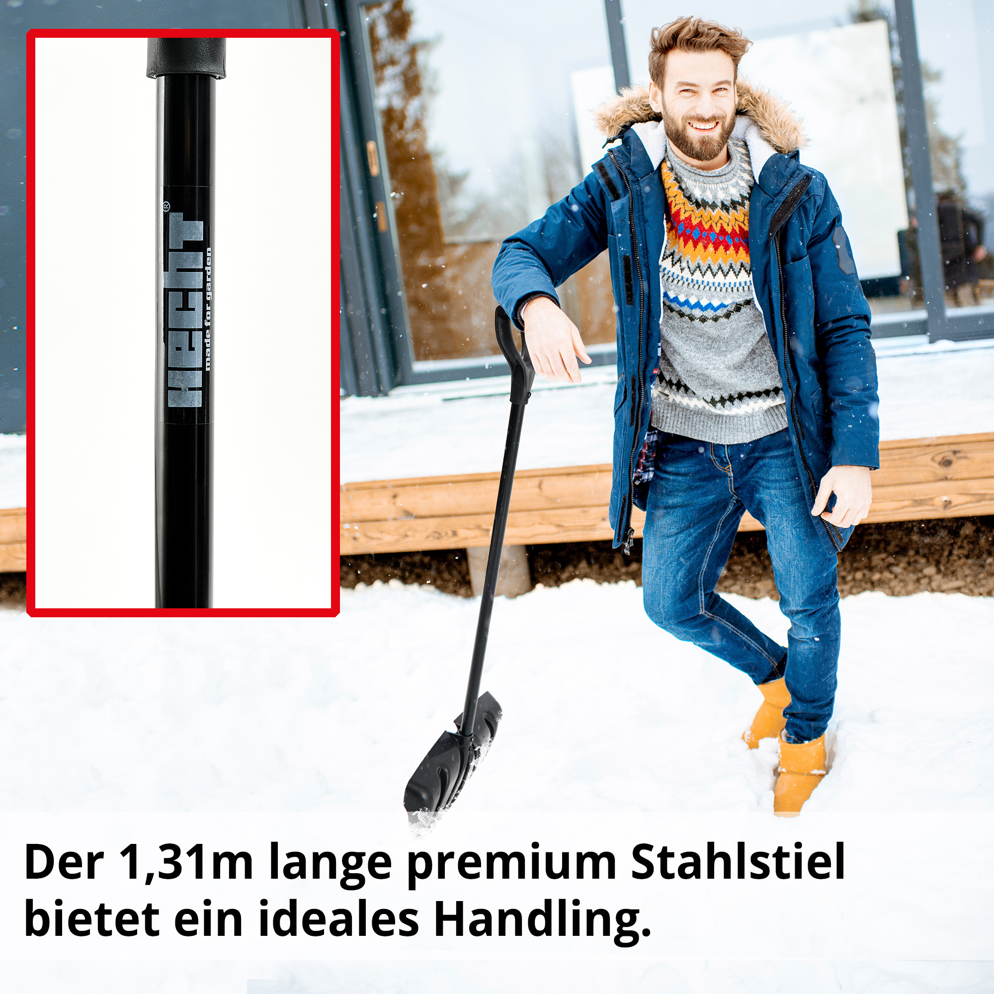 HECHT Schneeschaufel 460 GT Schneeschaufel mit langem Stiehl