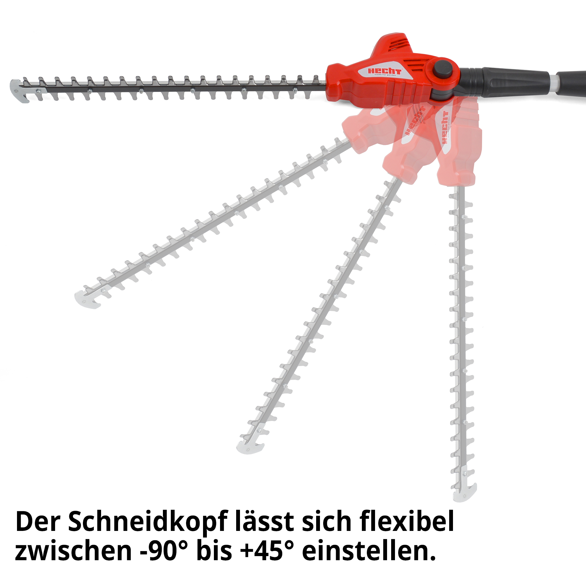 Hehct Heckenschere mit verstellbaren Schneidkopf für individuelles arbeiten 