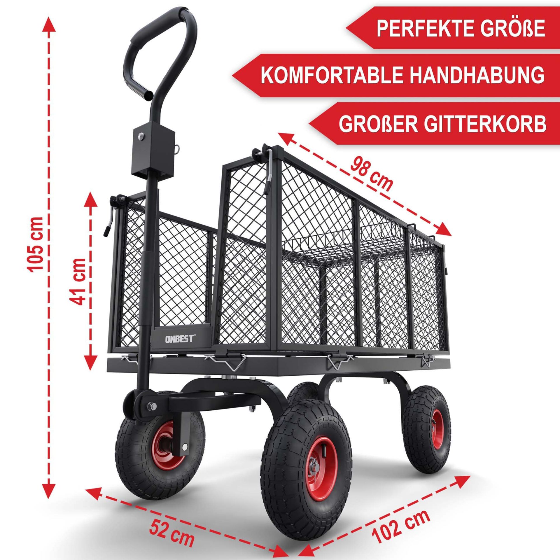Transportwagen - perfekte Größe, komfortable Handhabung, großer Gitterkorb