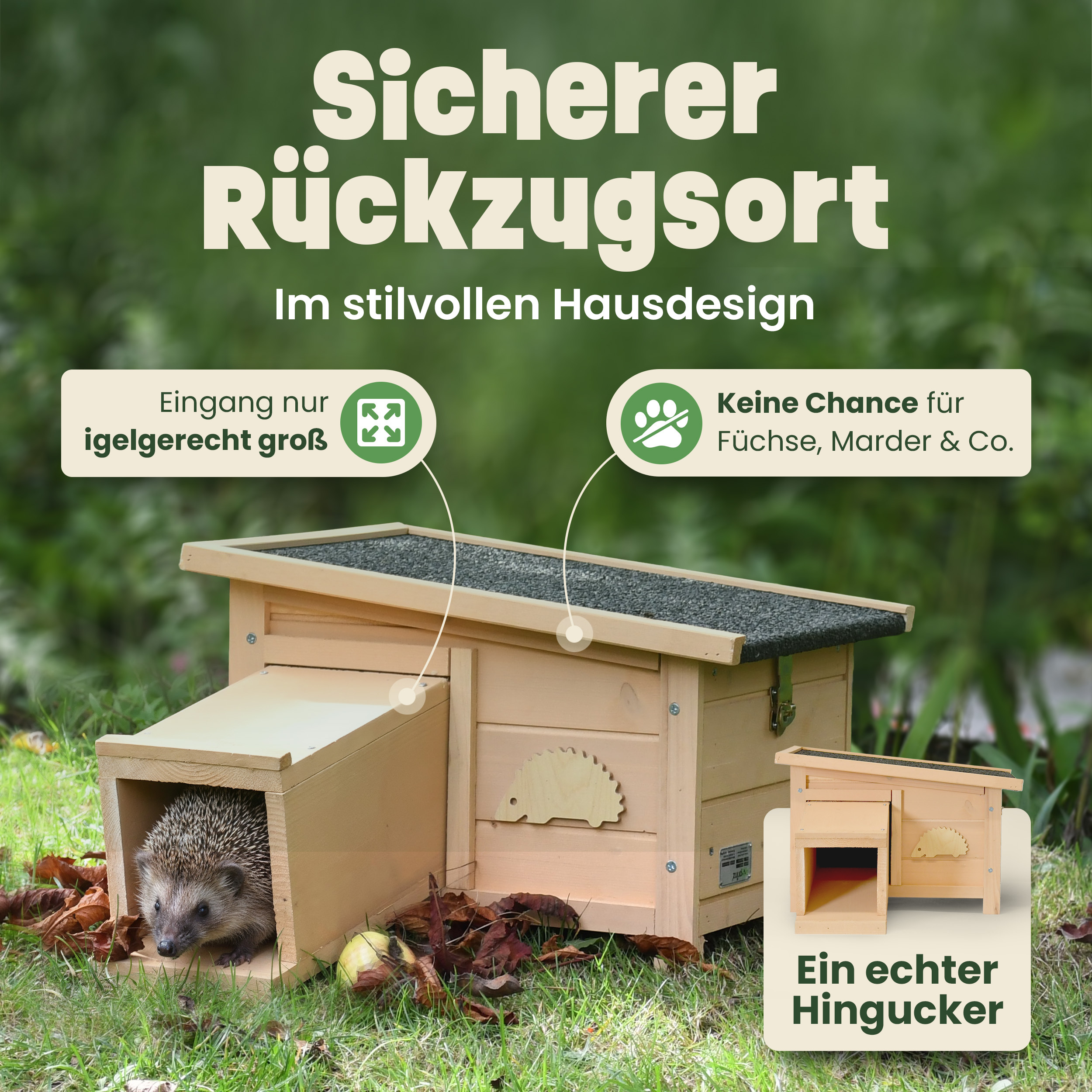 zooprinz Igelhaus Hugo mit Bitumendach – sicherer Rückzugsort für Wildigel