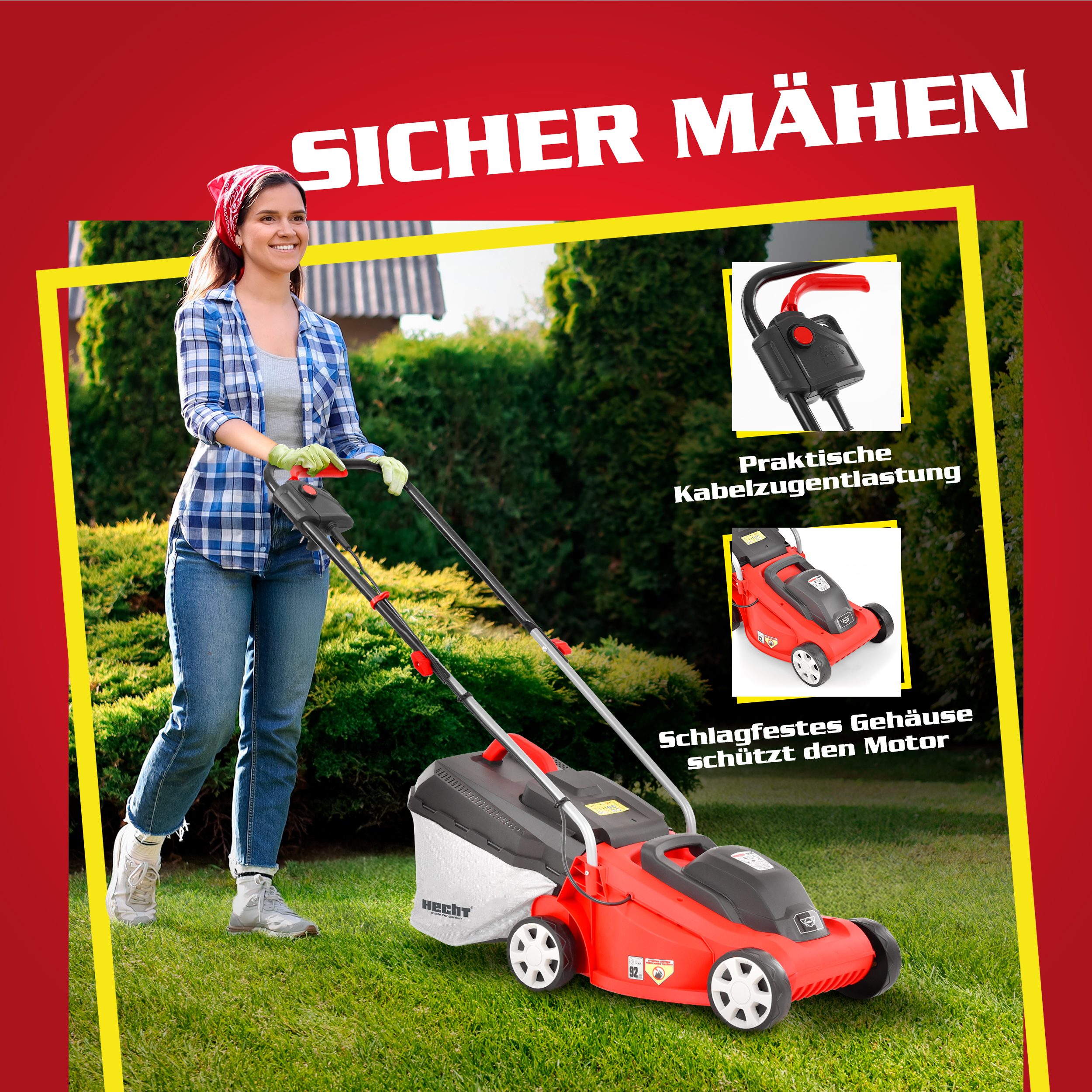 Kabel Rasenmäher HECHT 1233 für präzises Schneiden auf engem Raum