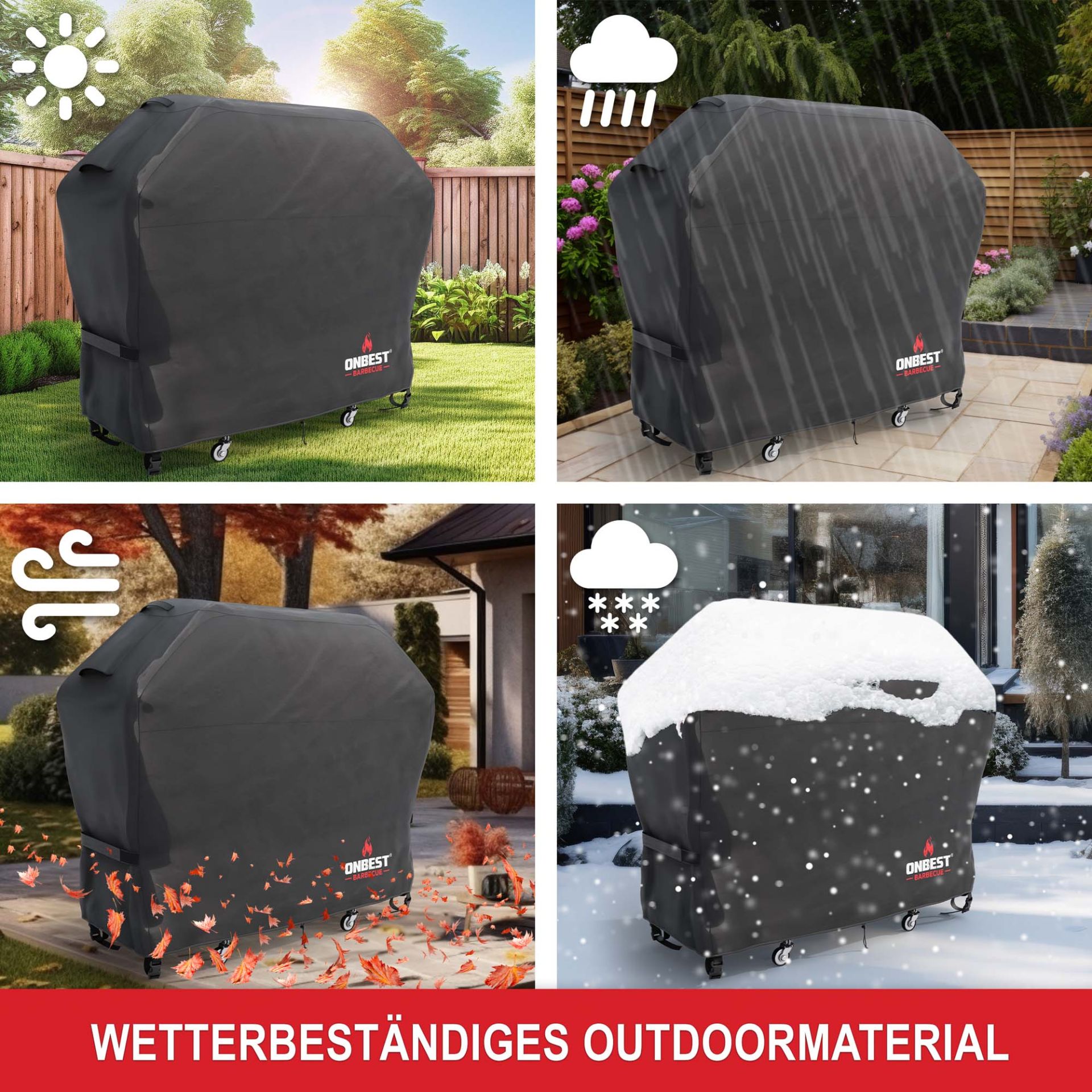 Grill Abdeckhaube M - wetterbeständiges Outdoor-Material für alle Jahreszeiten